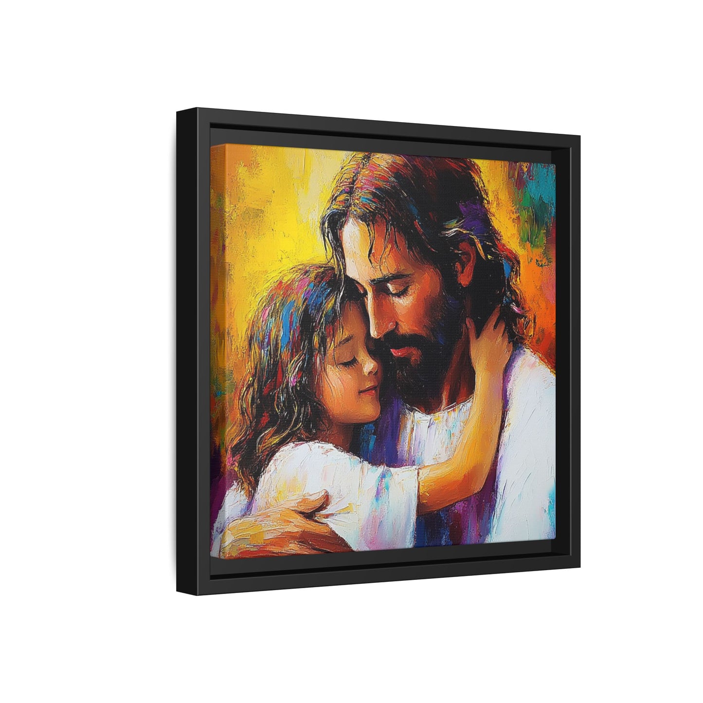 Framed Religious Art Canvas - Jesus hugging child 4