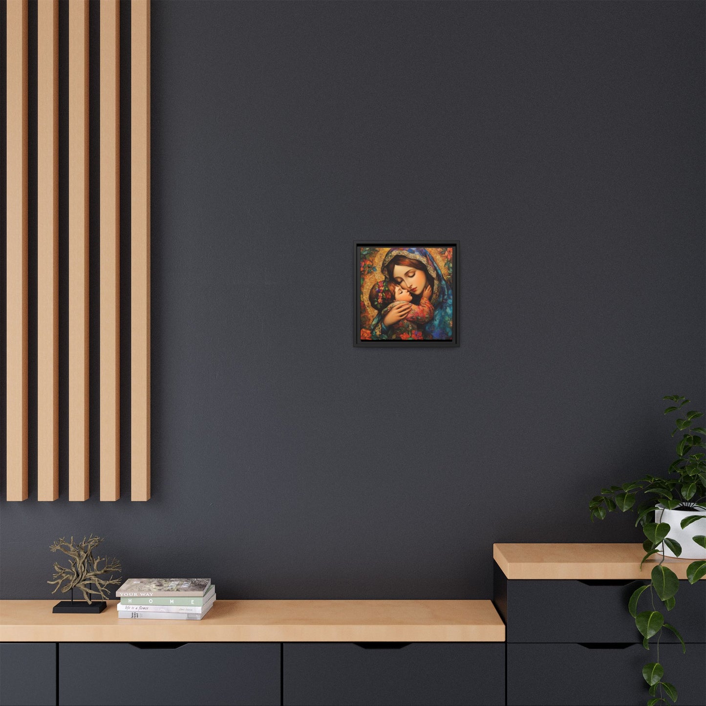 Framed Religious Art Canvas - Mother and Child Portrait 1 - Mother’s Day