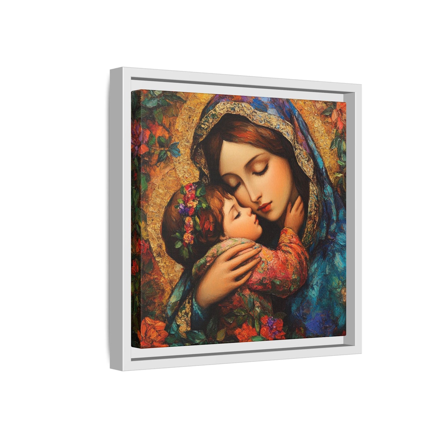 Framed Religious Art Canvas - Mother and Child Portrait 1 - Mother’s Day