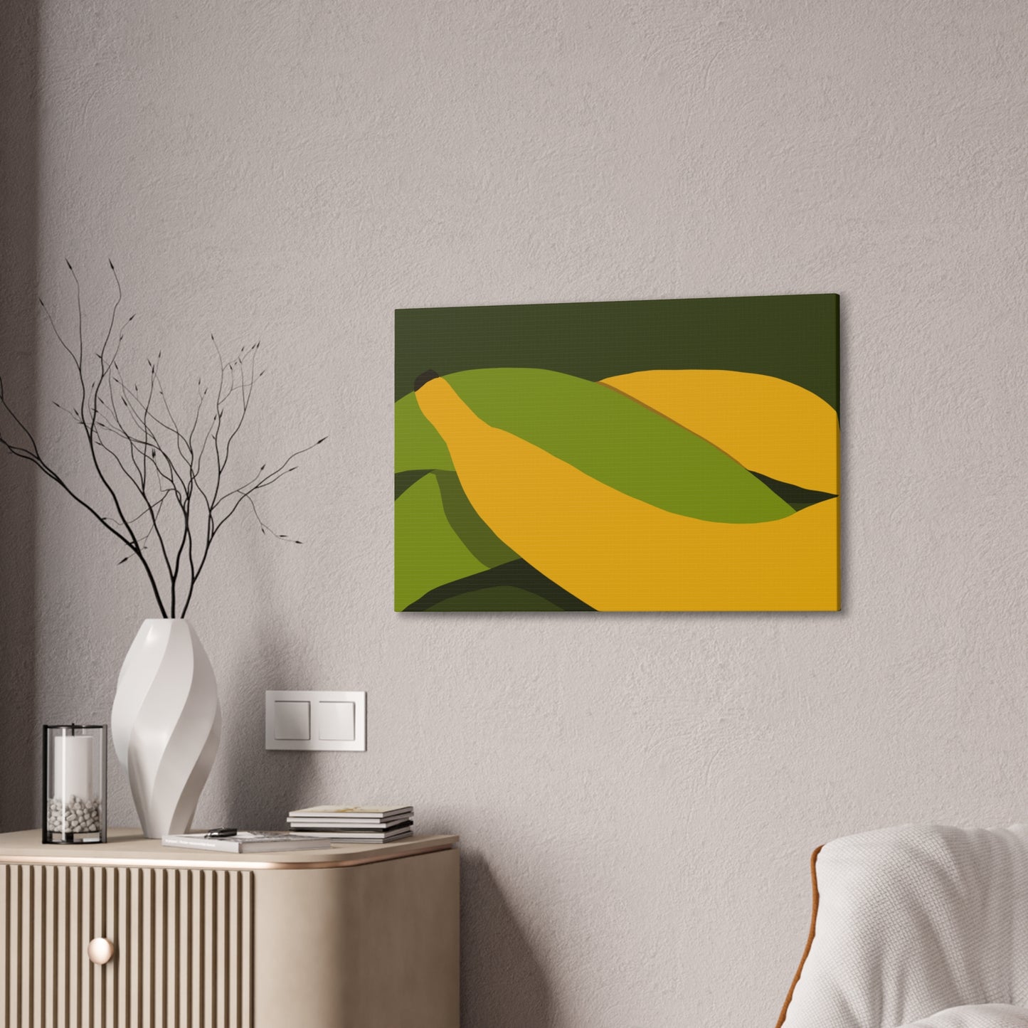 Plantain Abstract Canvas Wall Art — Modern Tropical Fruit Print