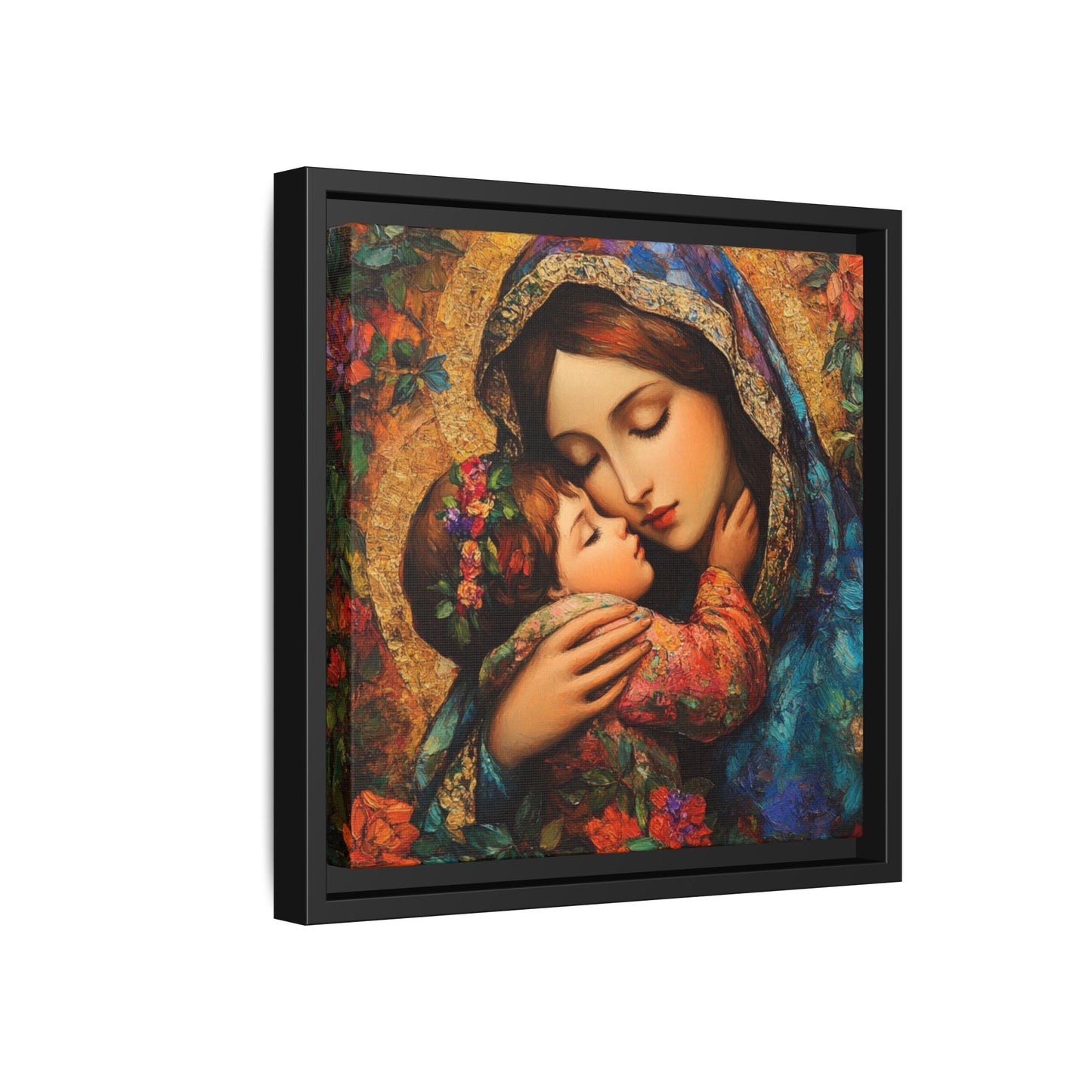 Framed Religious Art Canvas - Mother and Child Portrait 1 - Mother’s Day