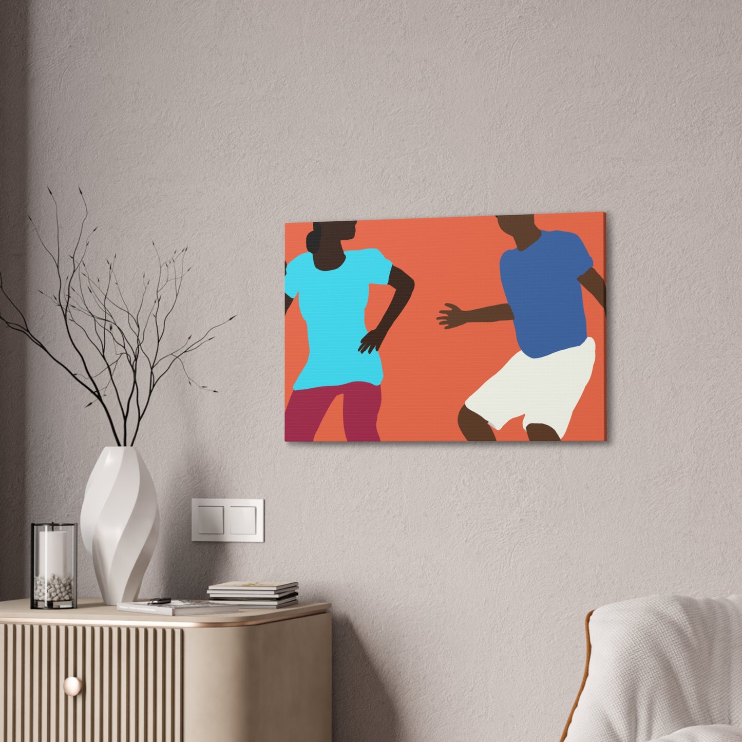 Haitian American Dance Silhouette Canvas Print — Vibrant Modern Wall Art