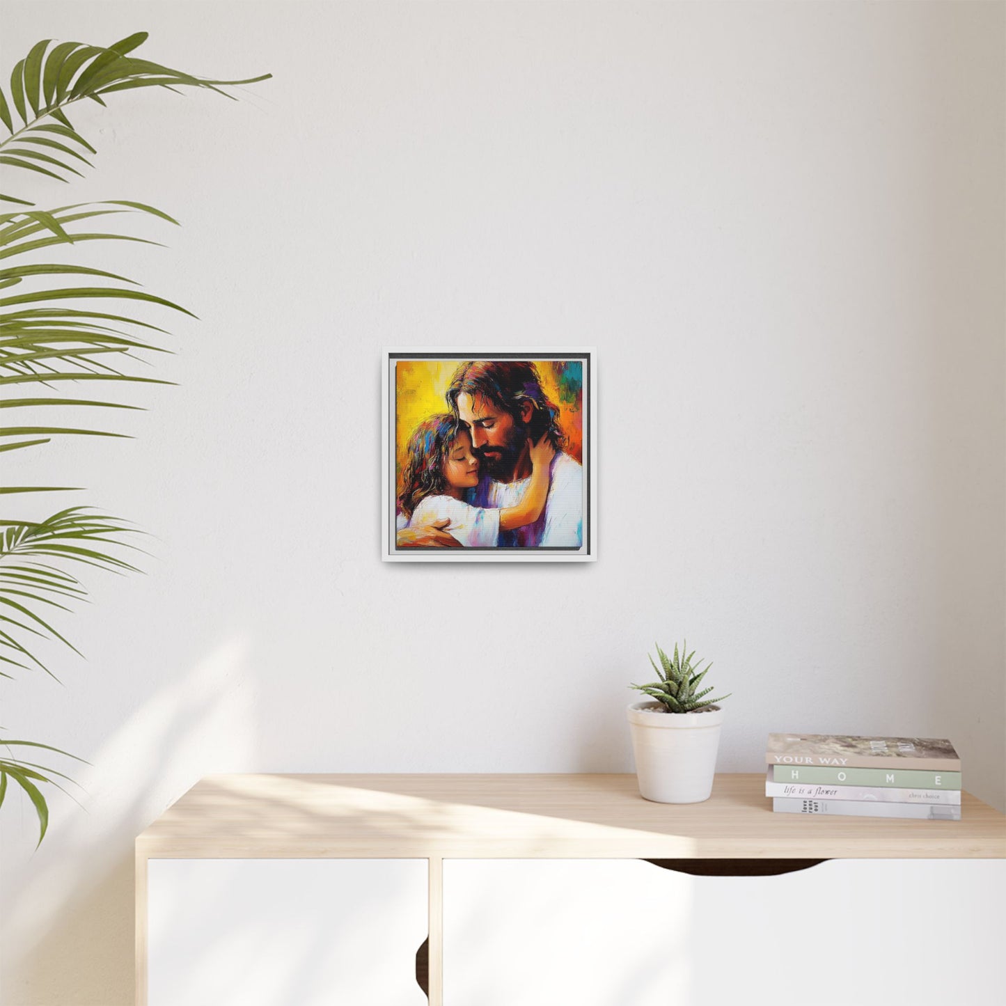 Framed Religious Art Canvas - Jesus hugging child 4