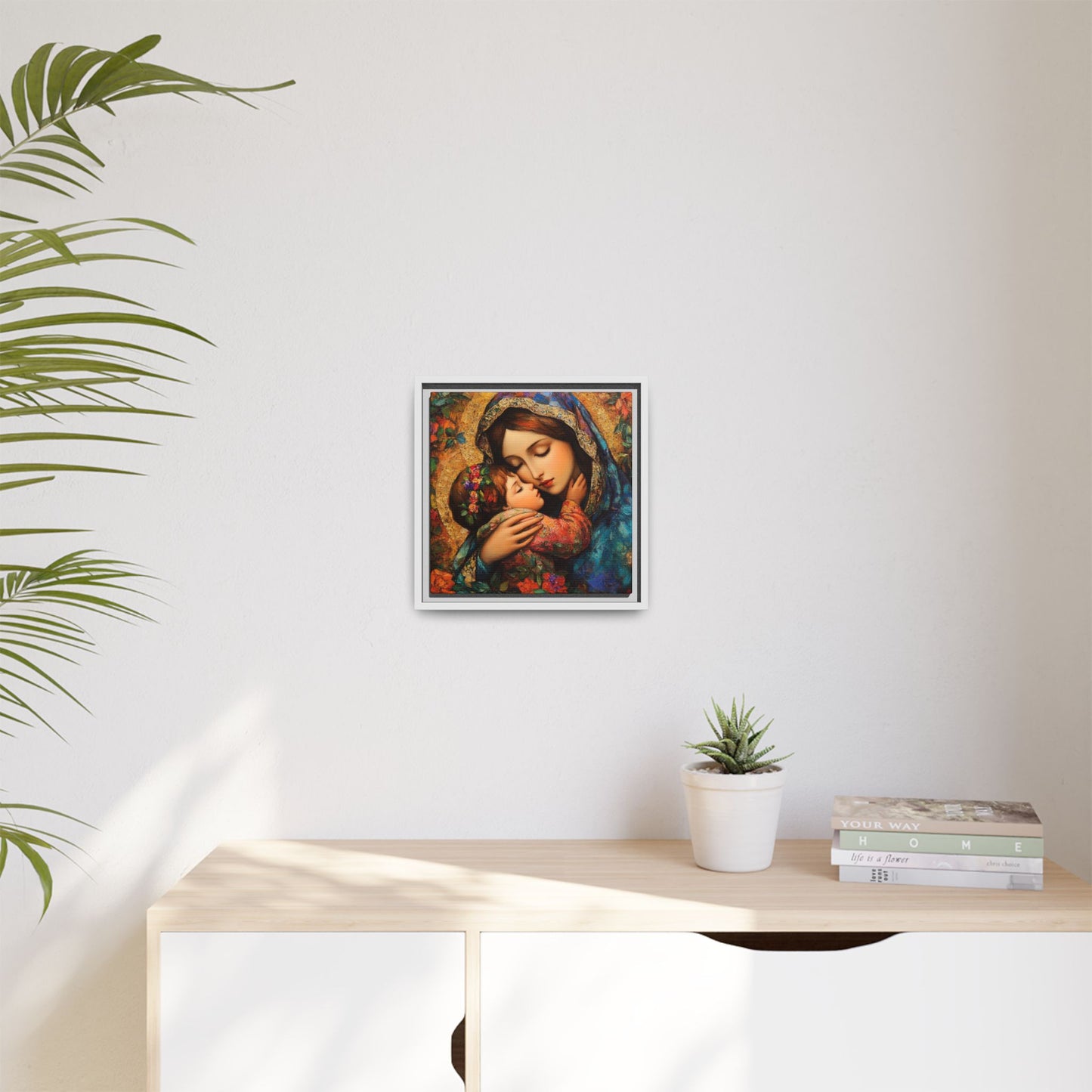 Framed Religious Art Canvas - Mother and Child Portrait 1 - Mother’s Day