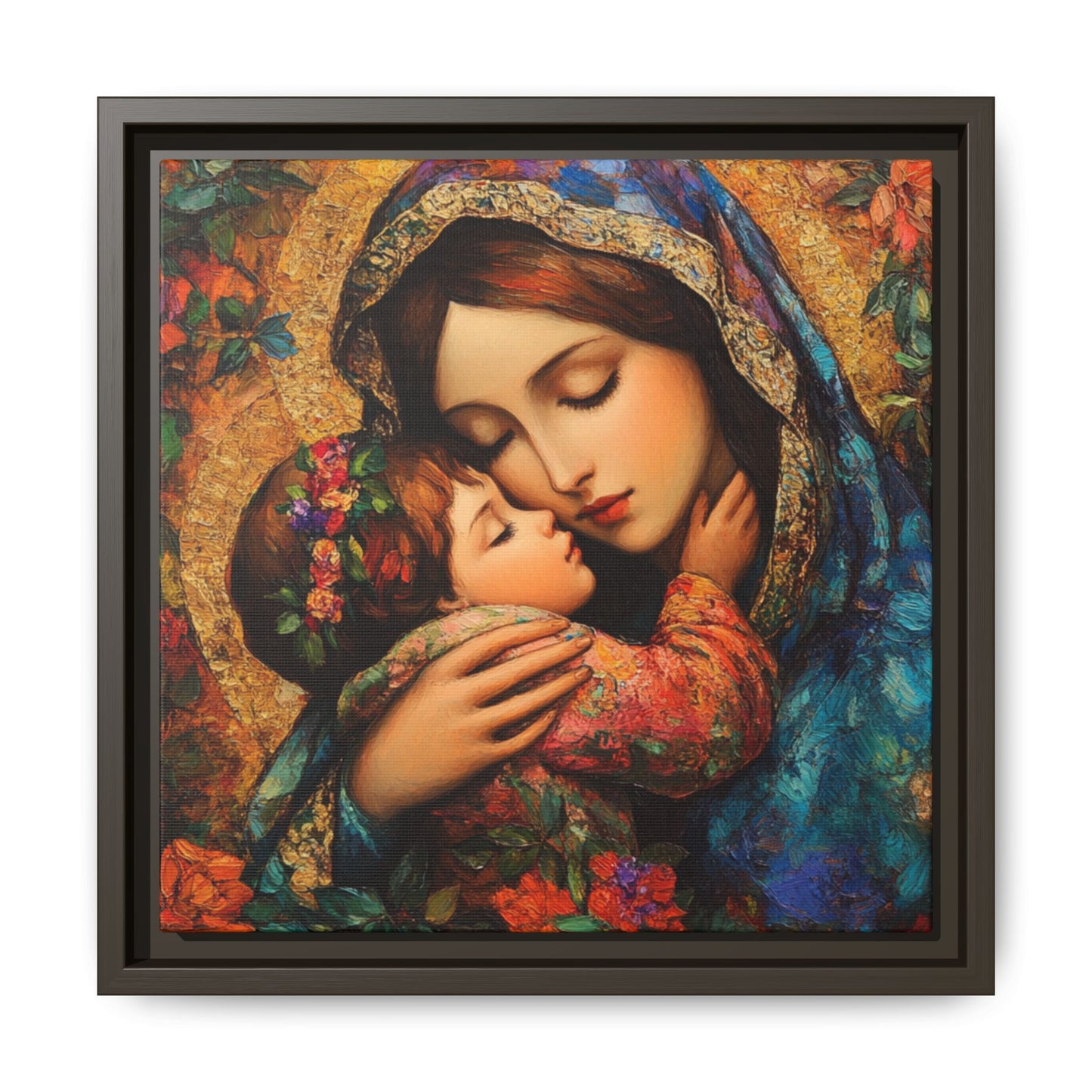 Framed Religious Art Canvas - Mother and Child Portrait 1 - Mother’s Day