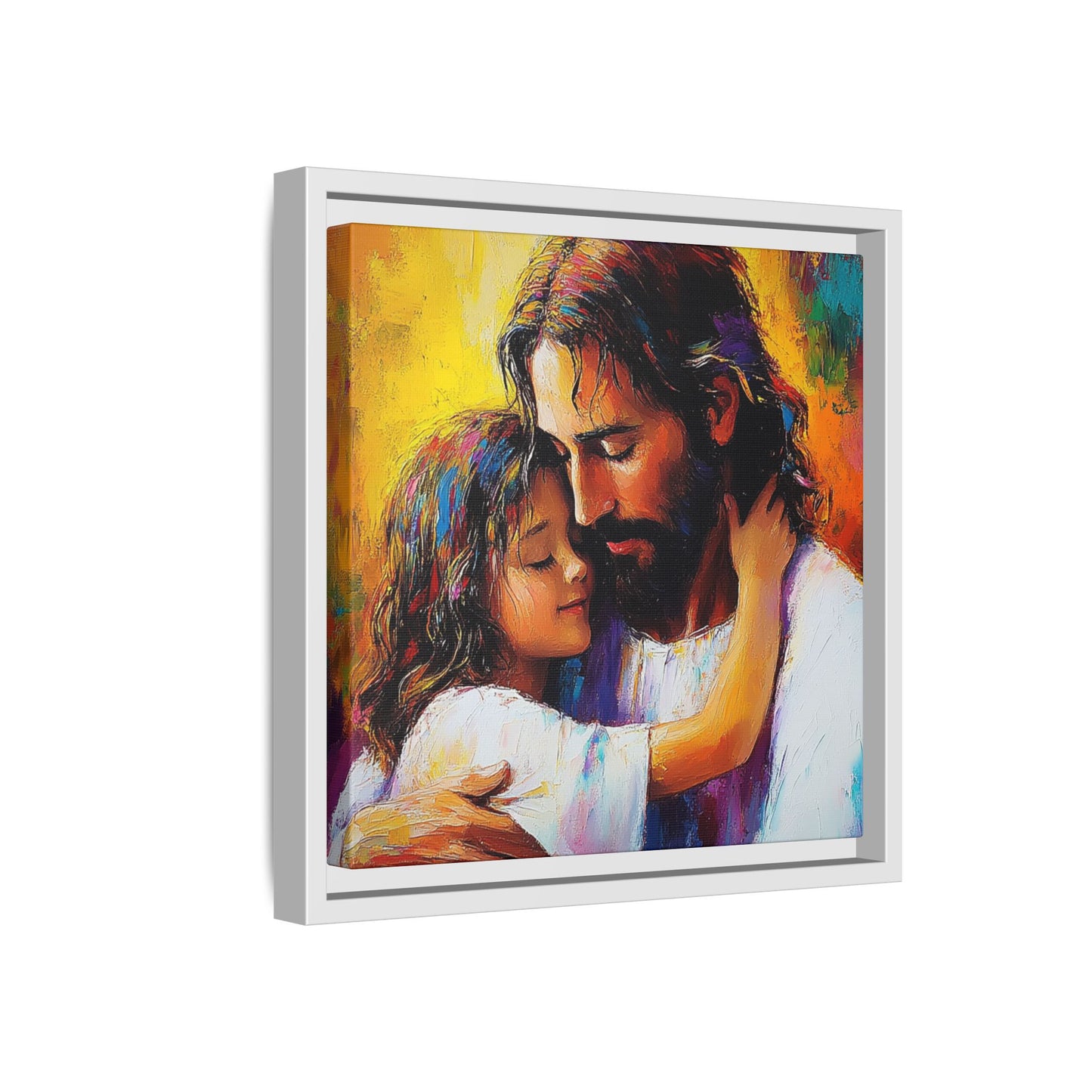 Framed Religious Art Canvas - Jesus hugging child 4