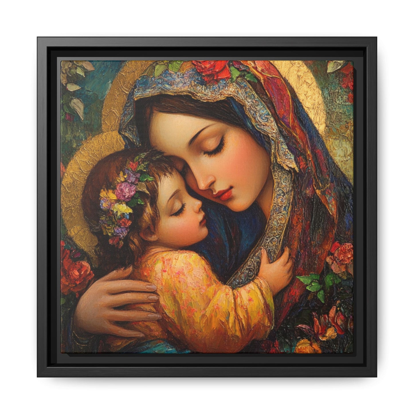 Framed Religious Art Canvas - Mother and Child 4 - Mother’s Day