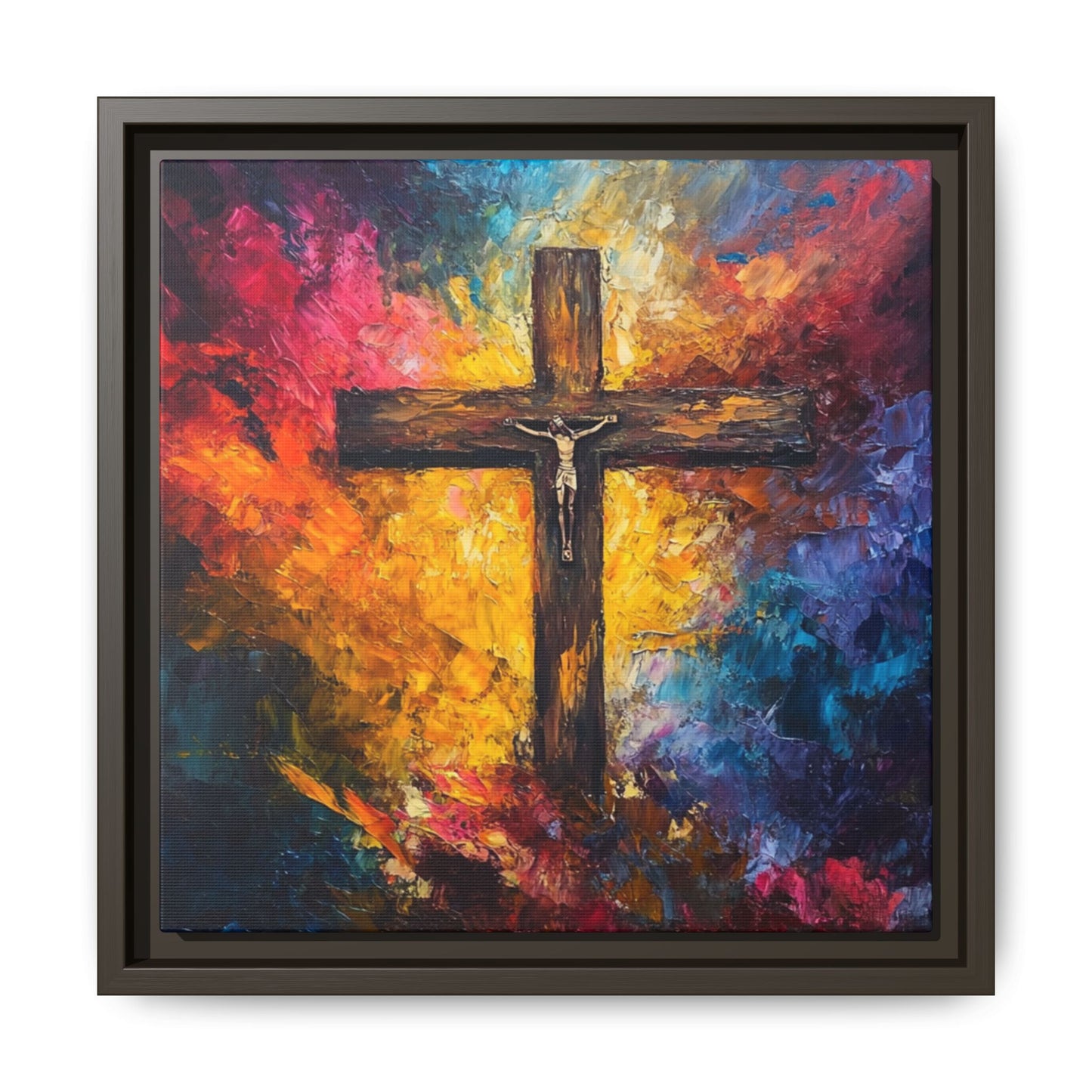 Framed Religious Art Canvas - Cross of Christ 1