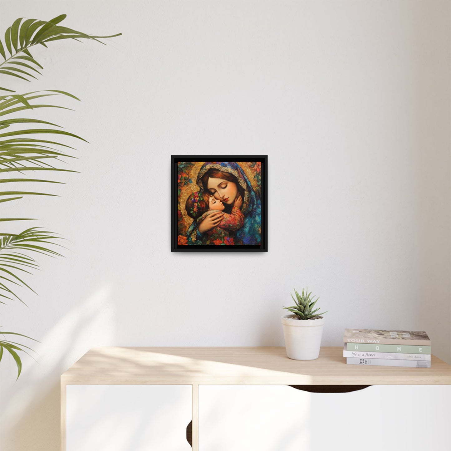 Framed Religious Art Canvas - Mother and Child Portrait 1 - Mother’s Day