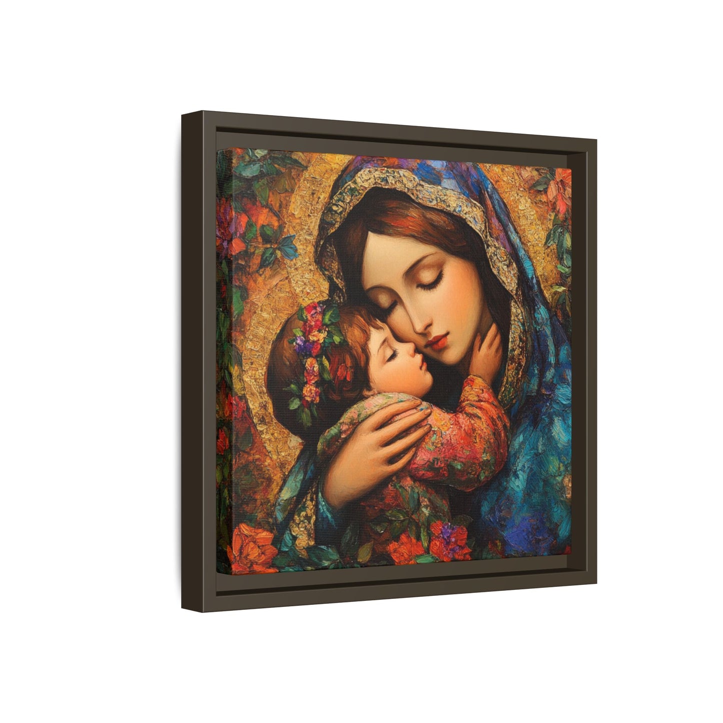 Framed Religious Art Canvas - Mother and Child Portrait 1 - Mother’s Day