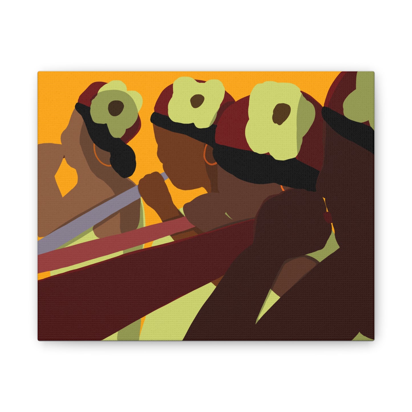 Stretched Canvas Art - Haitian American Floral-Headband Women Parade