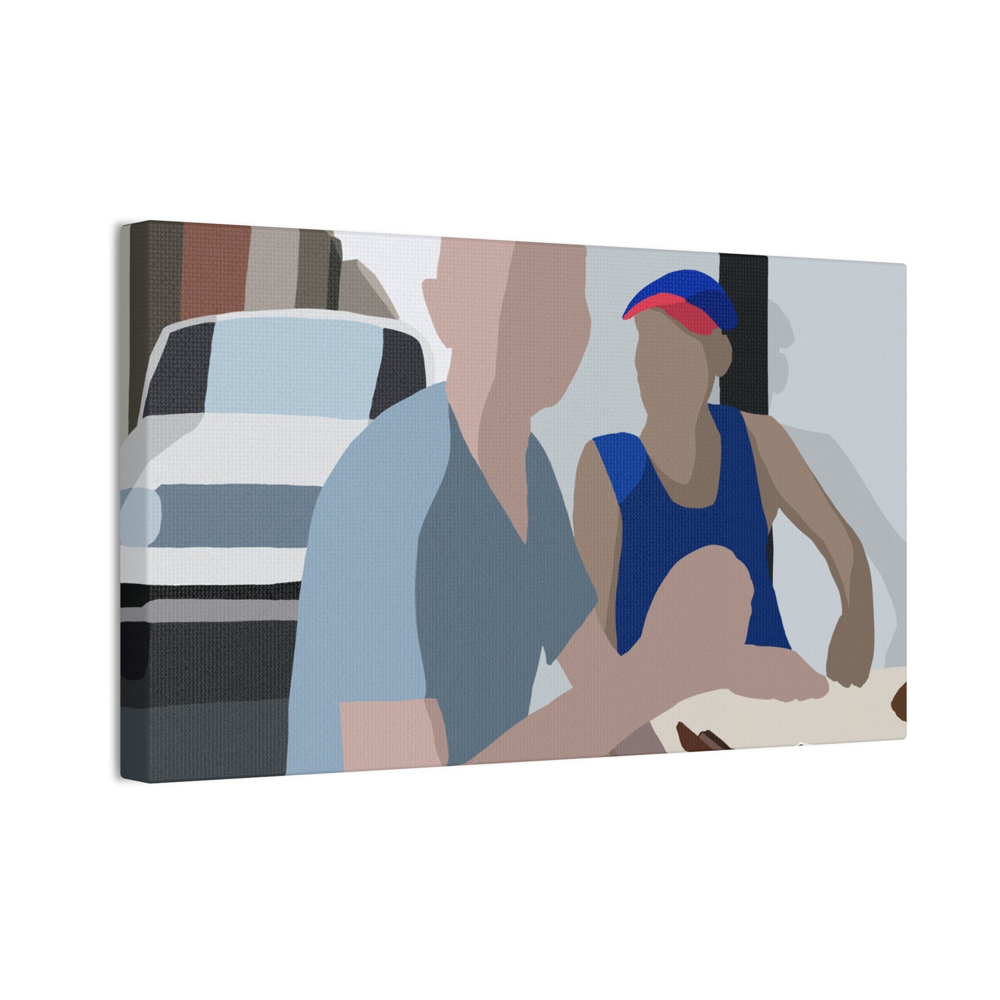 Haitian American Dominoes Canvas Print — Minimalist Street Scene Wall Art
