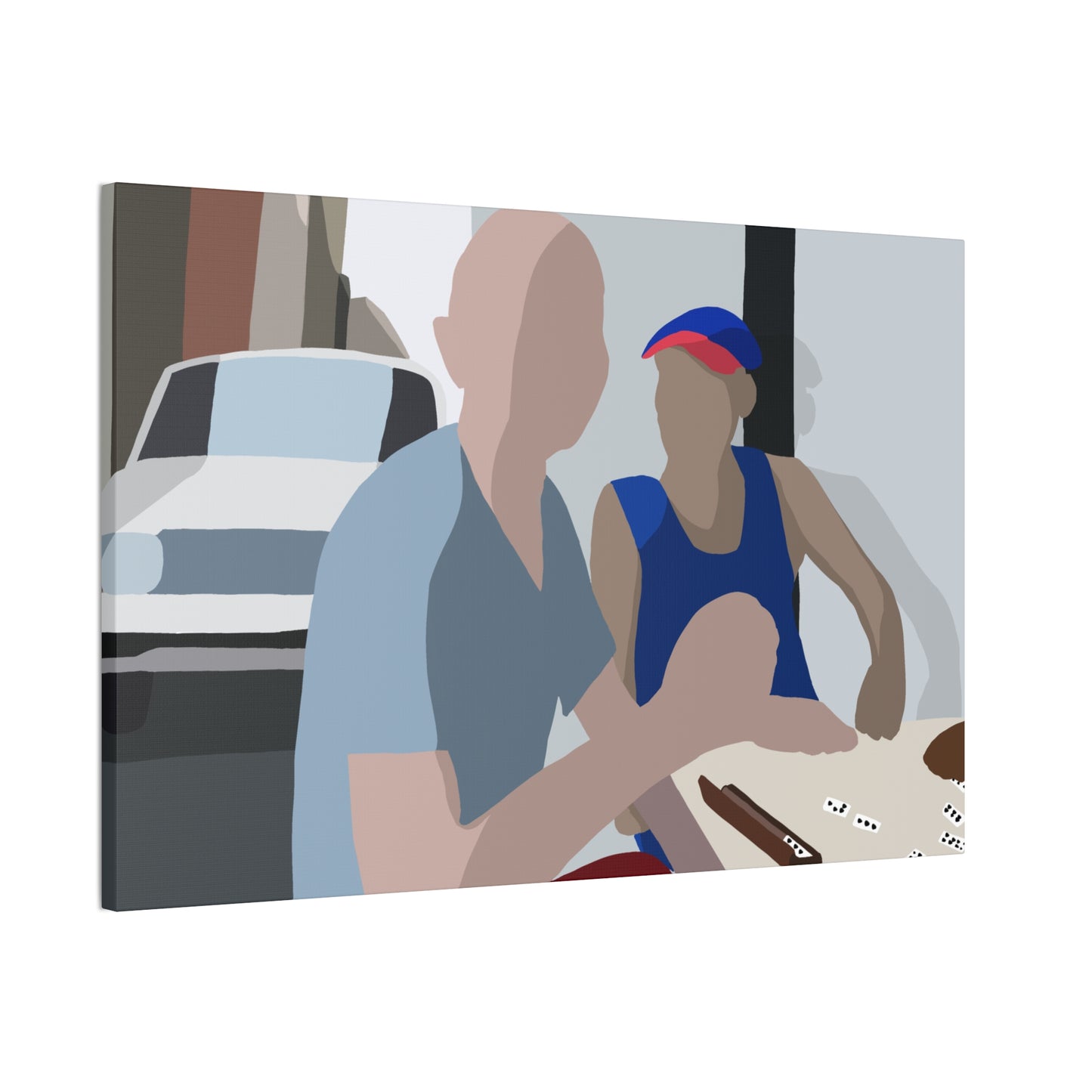 Haitian American Dominoes Canvas Print — Minimalist Street Scene Wall Art