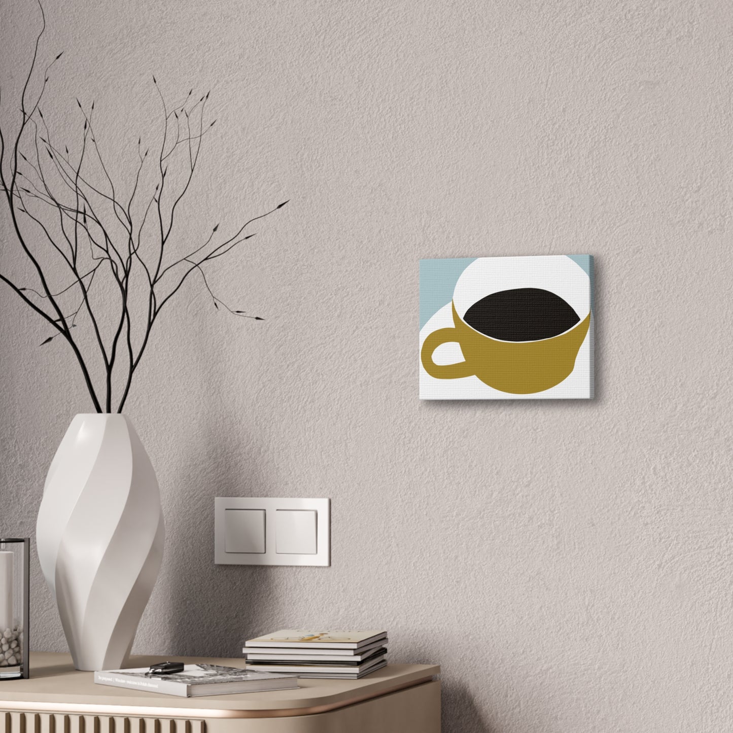 Minimalist Coffee Cup Canvas Wall Art — Modern Kitchen Decor