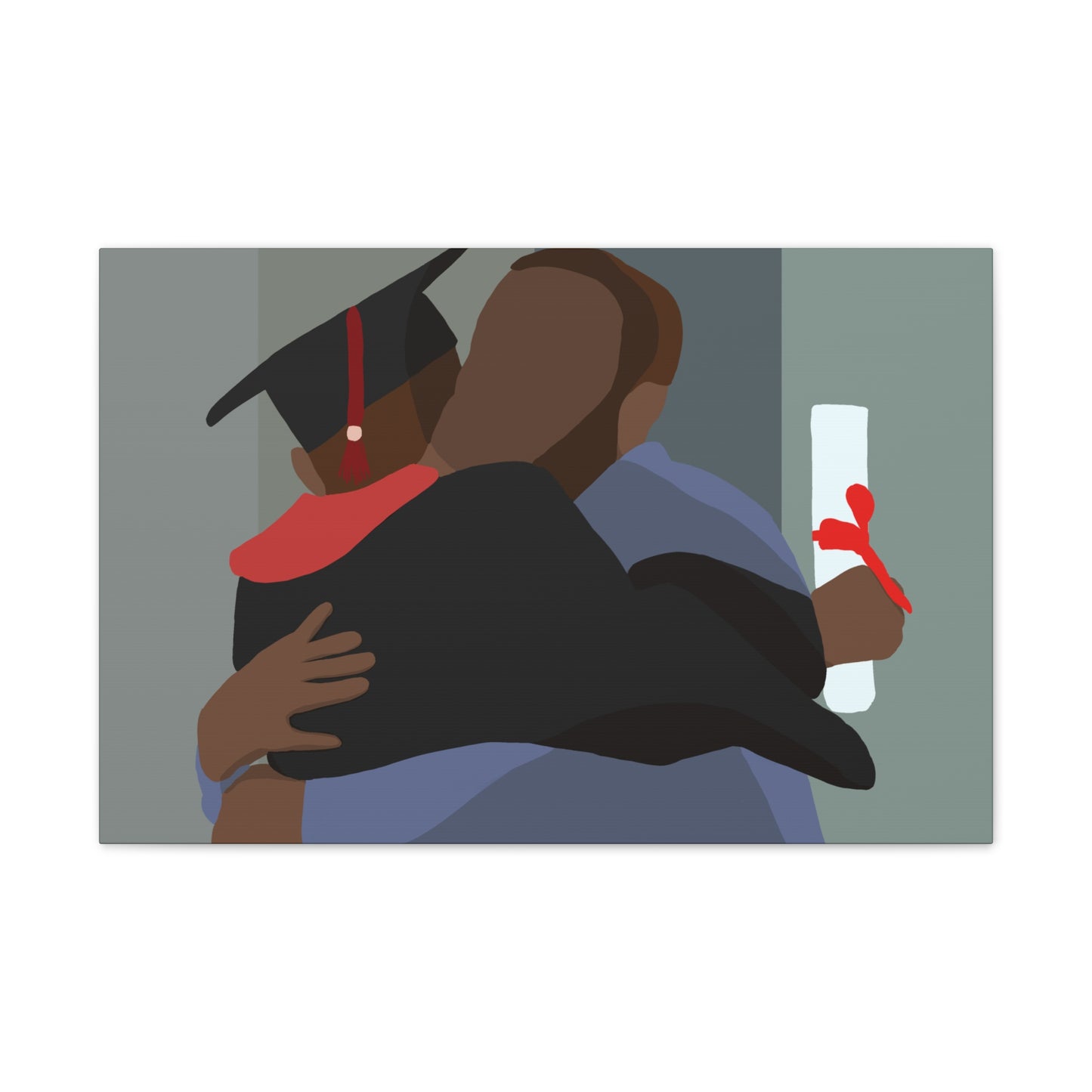 Haitian American Graduation Canvas Print — Proud Grad Hug Wall Art (Stretched 0.75")