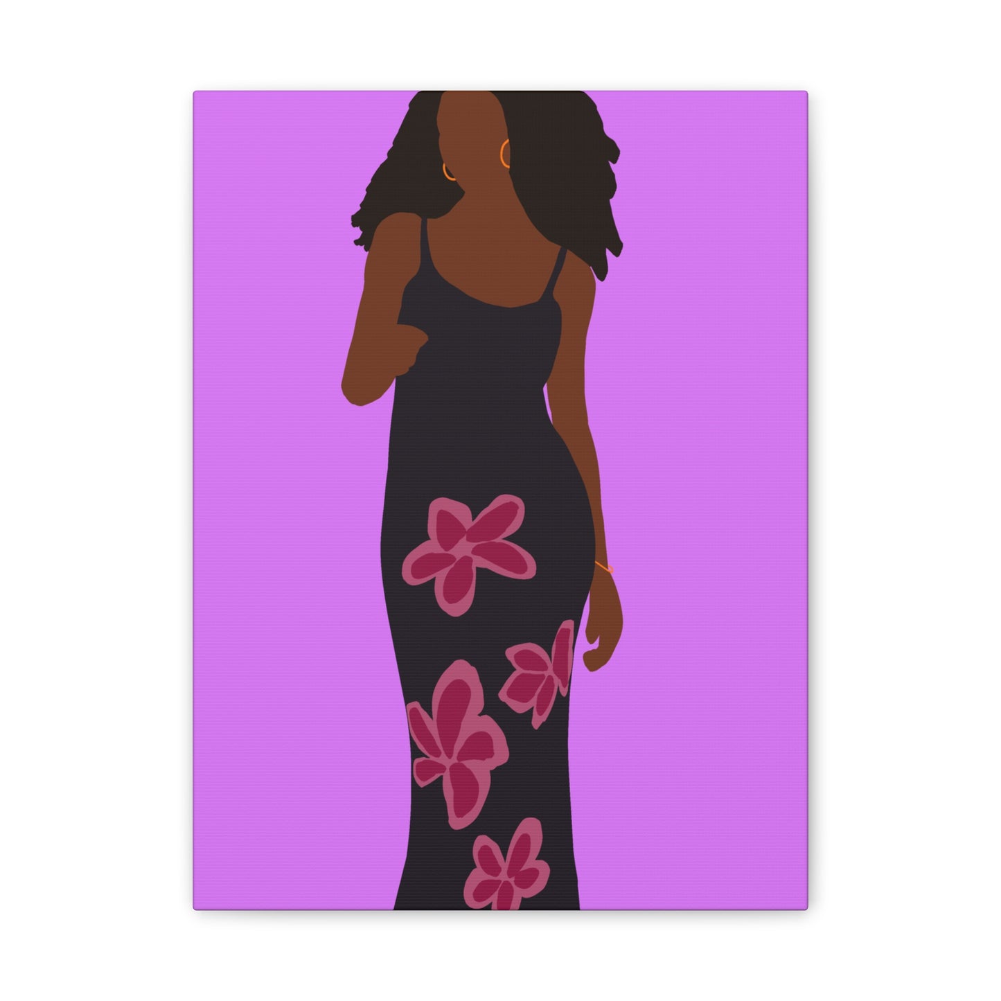 Canvas Print — Elegant Haitian American Woman in Floral Maxi Dress Wall Art