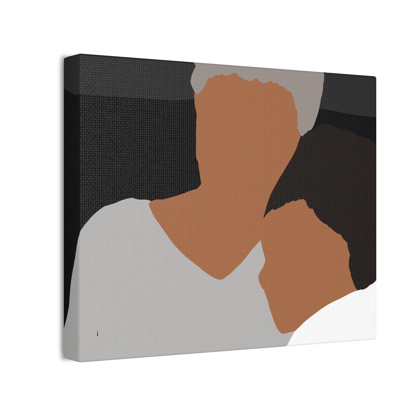 Abstract Haitian American Grandmother &Child Canvas Wall Art – Minimalist Family Portrait