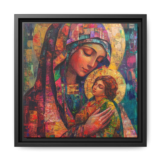 Framed Religious Art Canvas - Mother and Child Portrait 2 - Mother’s Day