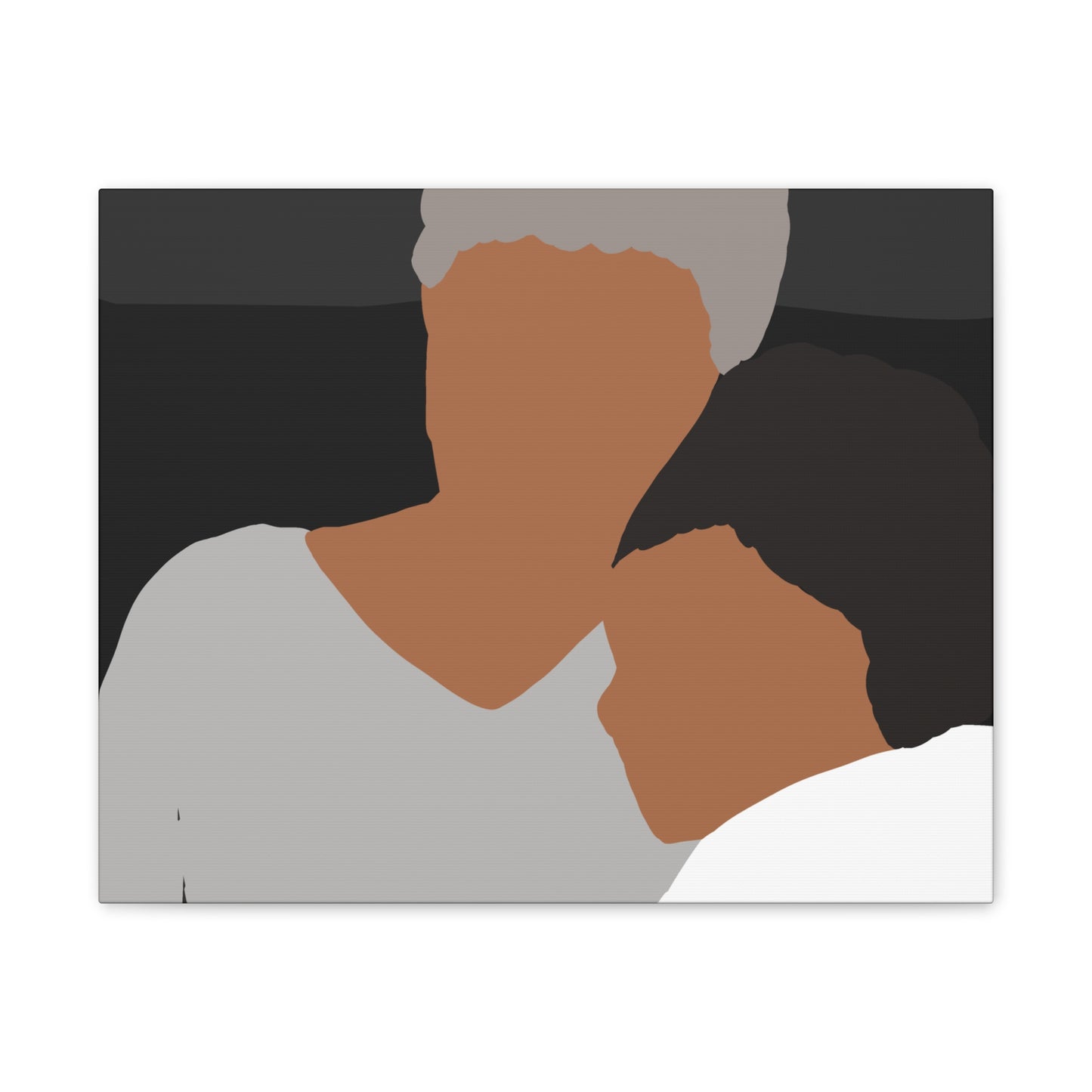 Abstract Haitian American Grandmother &Child Canvas Wall Art – Minimalist Family Portrait