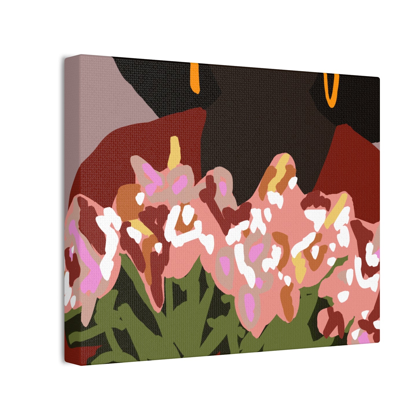 Floral Bouquet Haitian American Woman Canvas Print — Modern Minimalist Wall Art