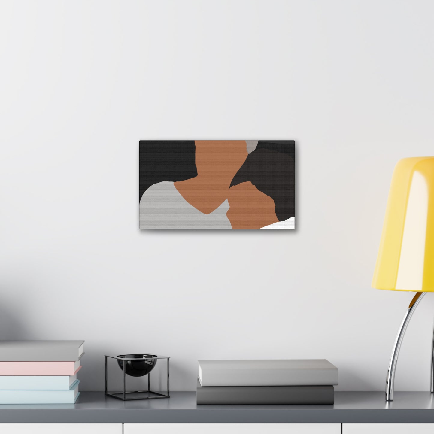 Abstract Haitian American Grandmother &Child Canvas Wall Art – Minimalist Family Portrait