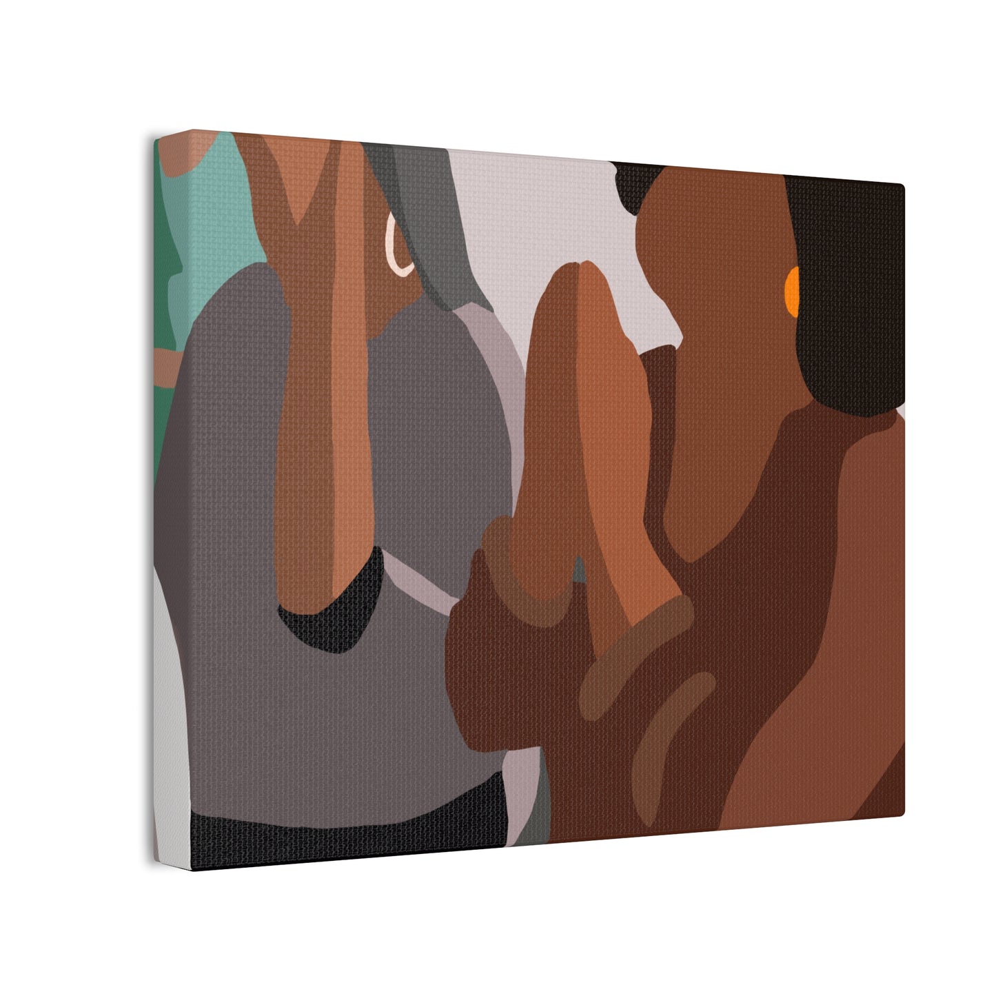 Haitian Women in Church Silhouette Canvas Wall Art – Calm Blue Spiritual Décor