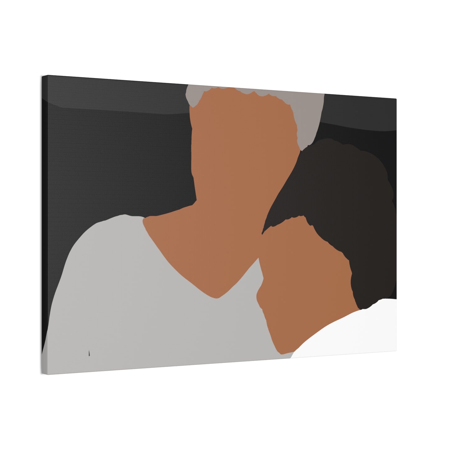 Abstract Haitian American Grandmother &Child Canvas Wall Art – Minimalist Family Portrait