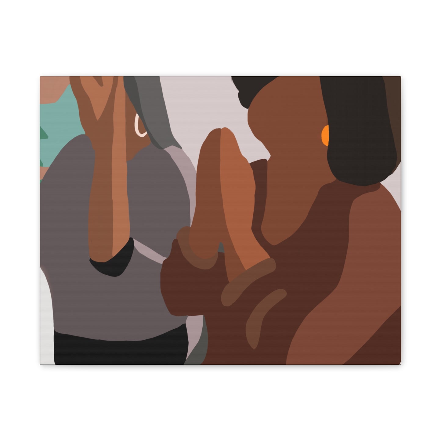 Haitian Women in Church Silhouette Canvas Wall Art – Calm Blue Spiritual Décor