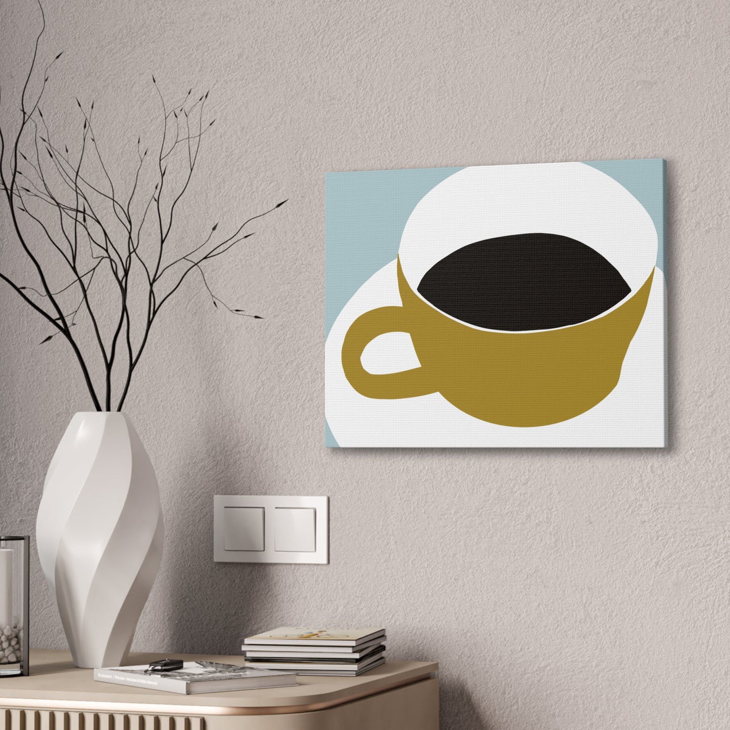Minimalist Coffee Cup Canvas Wall Art — Modern Kitchen Decor