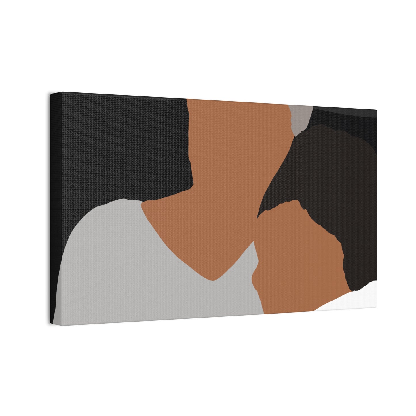 Abstract Haitian American Grandmother &Child Canvas Wall Art – Minimalist Family Portrait