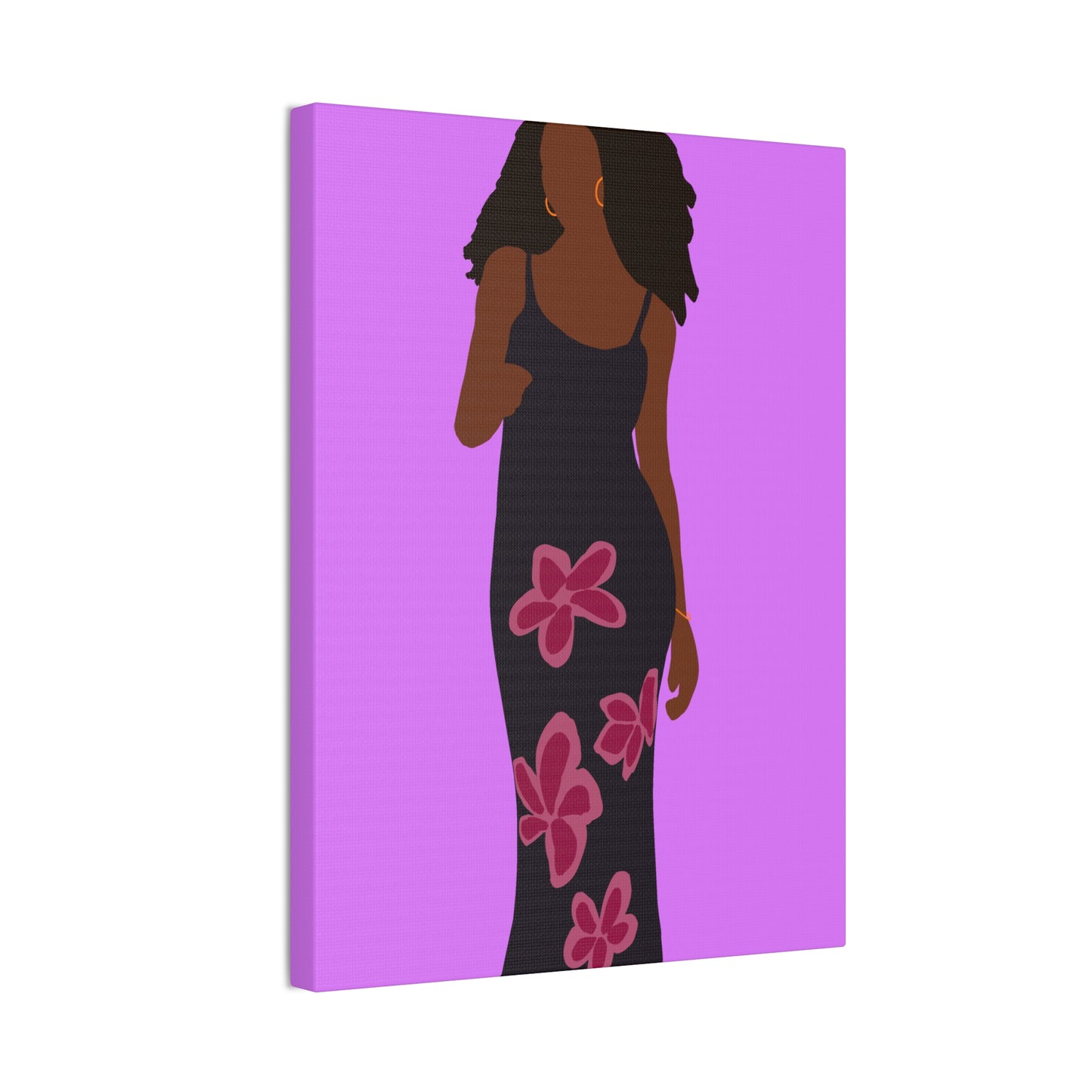 Canvas Print — Elegant Haitian American Woman in Floral Maxi Dress Wall Art