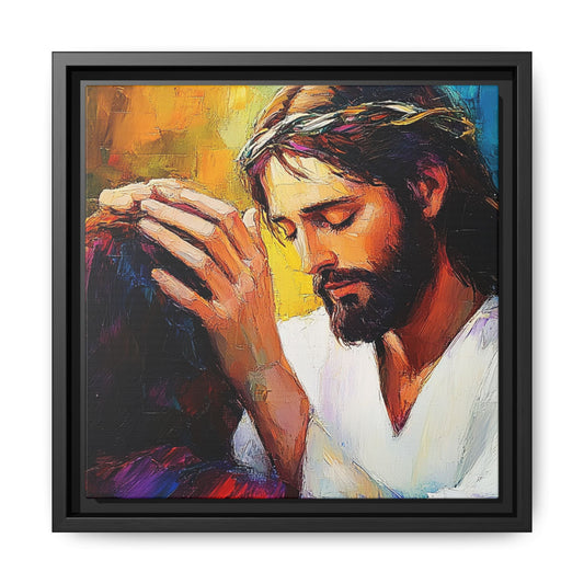 Framed Religious Art Canvas - Jesus heals 2