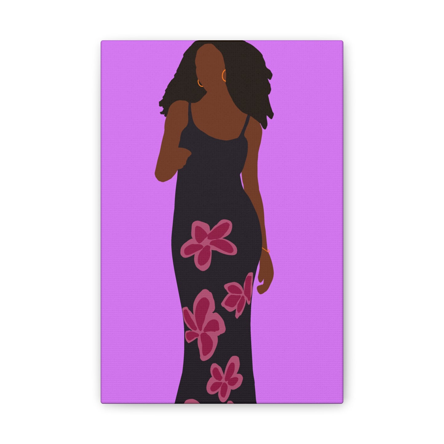 Canvas Print — Elegant Haitian American Woman in Floral Maxi Dress Wall Art