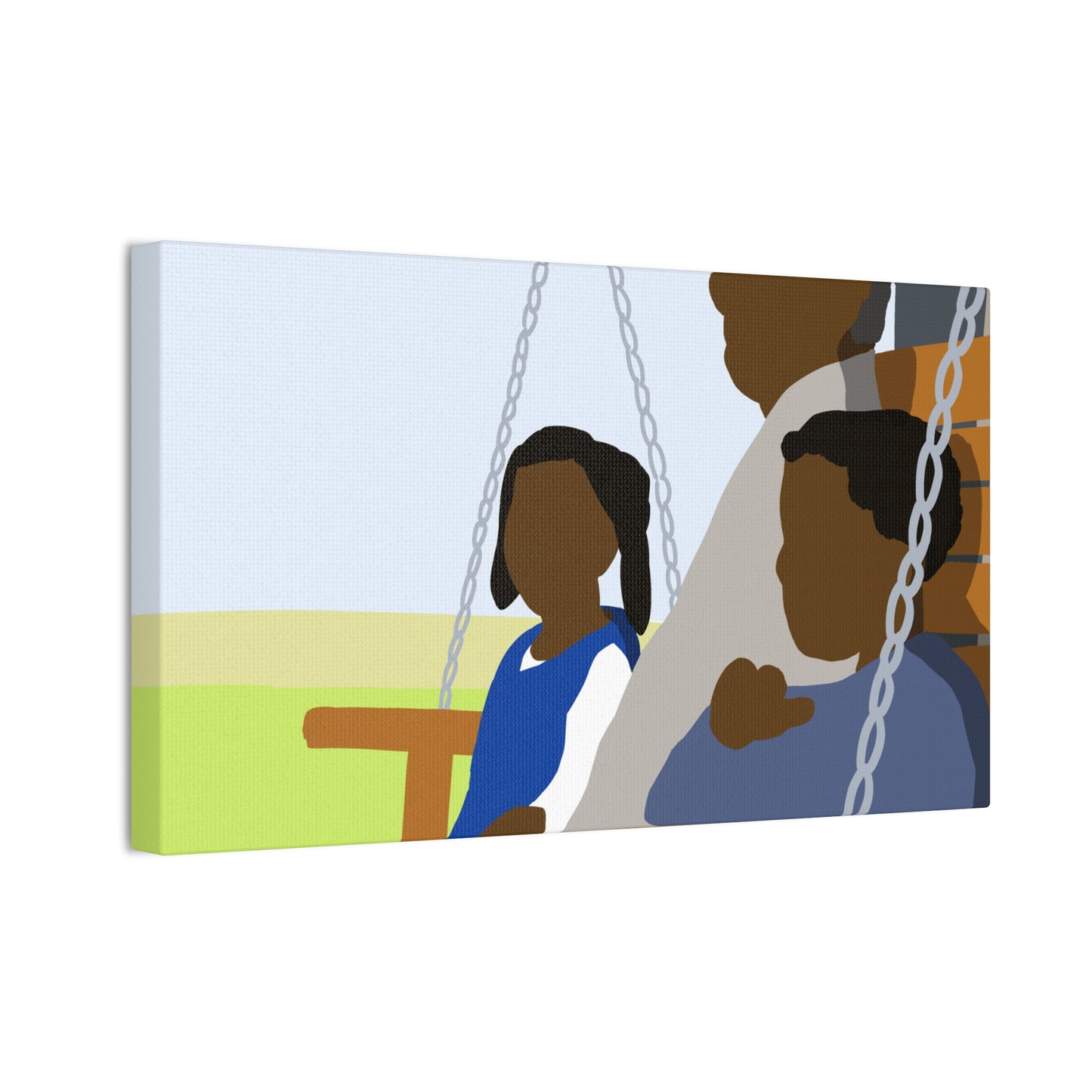 Haitian American Grandfather on Porch Swing Canvas Art — Family Love Wall Decor