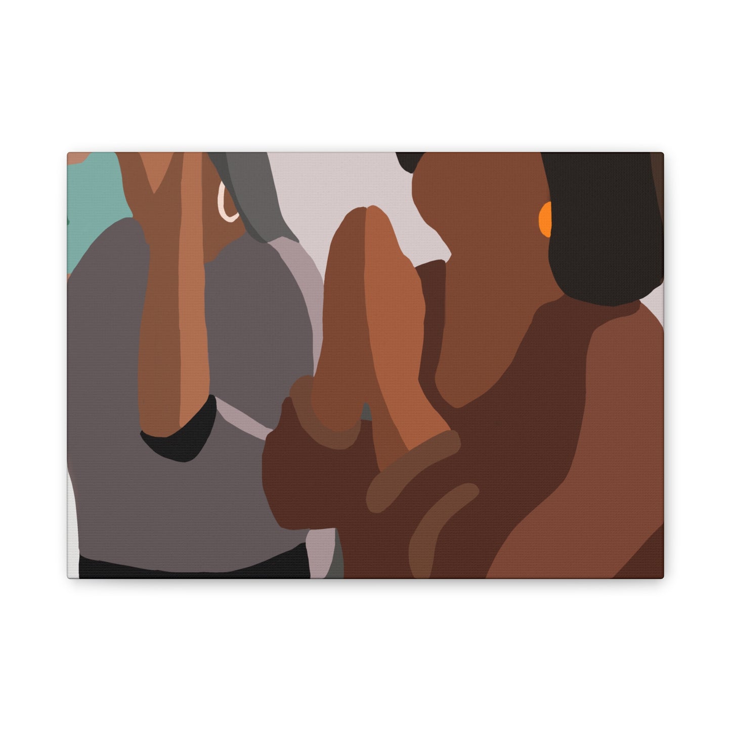 Haitian Women in Church Silhouette Canvas Wall Art – Calm Blue Spiritual Décor