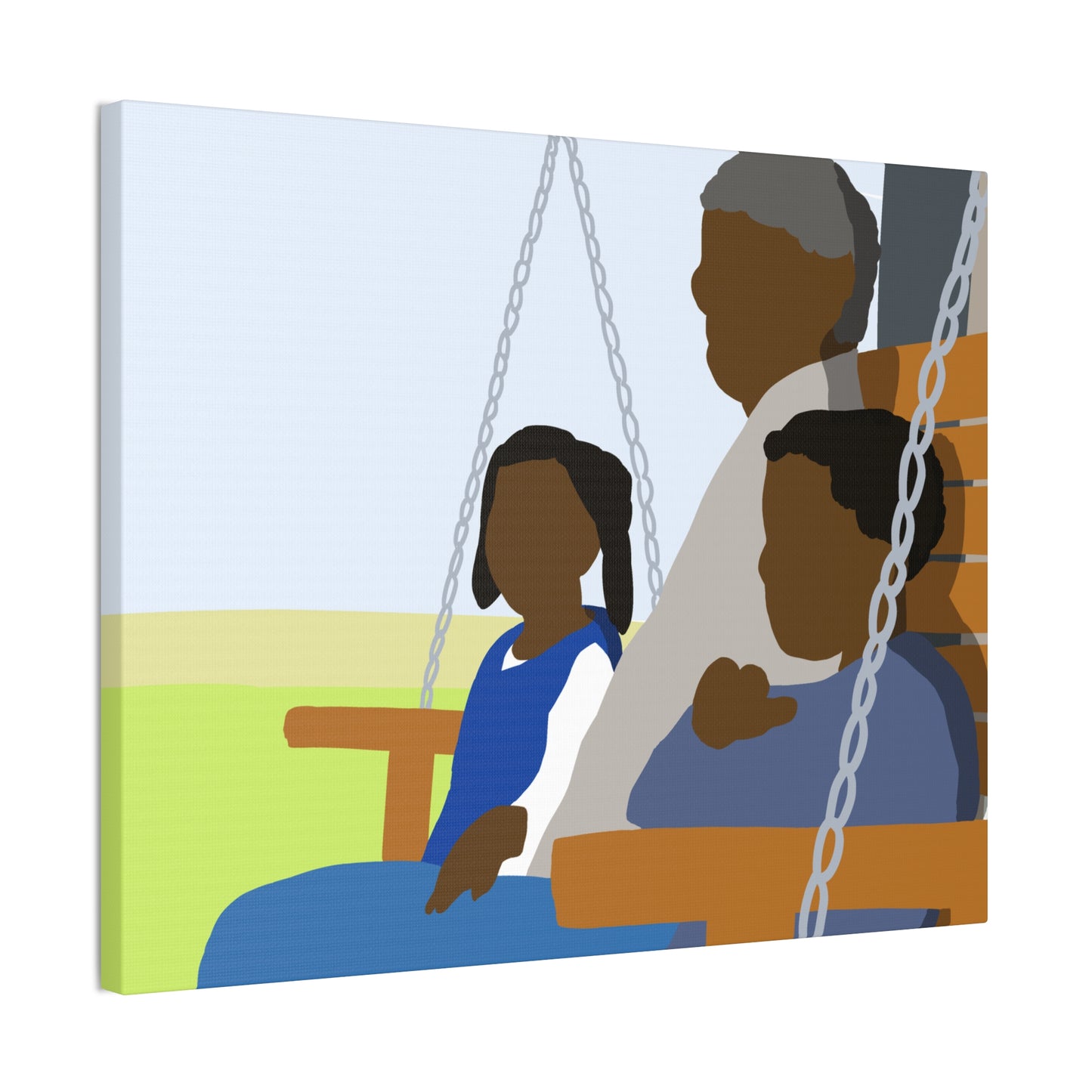 Haitian American Grandfather on Porch Swing Canvas Art — Family Love Wall Decor