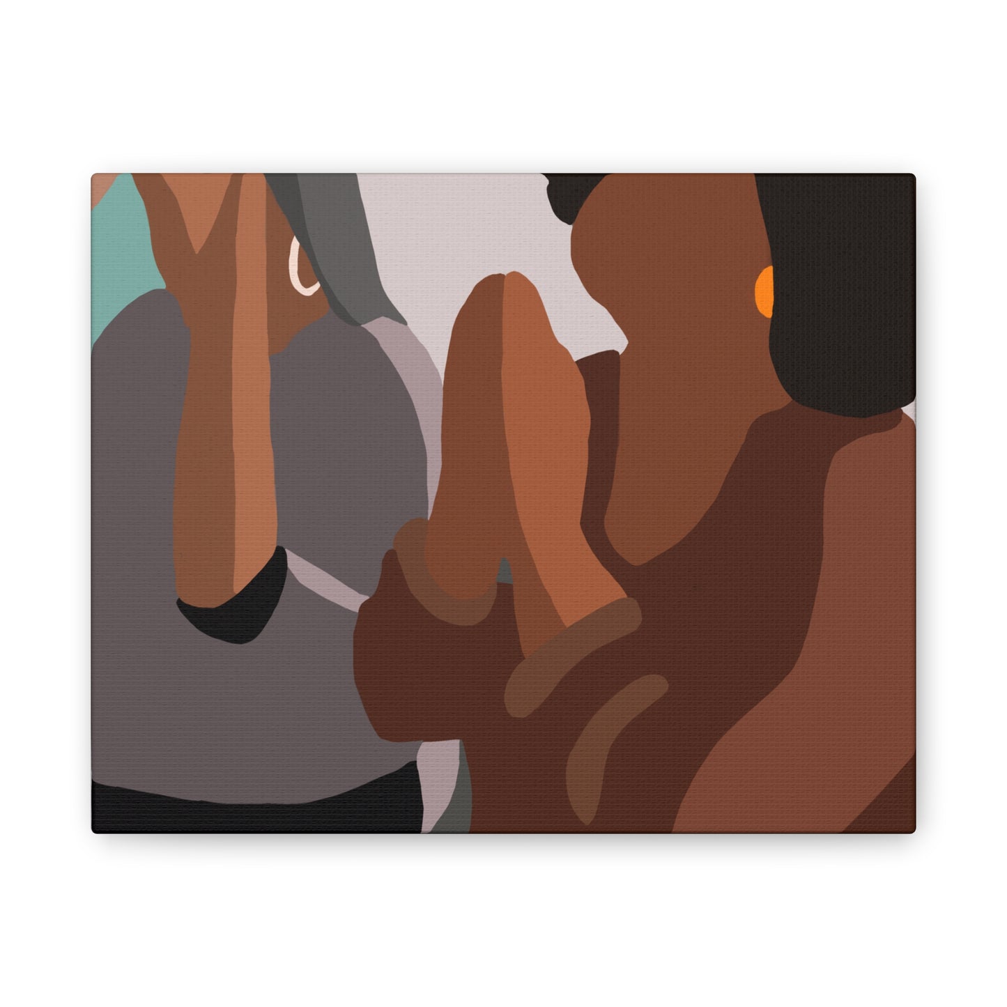 Haitian Women in Church Silhouette Canvas Wall Art – Calm Blue Spiritual Décor