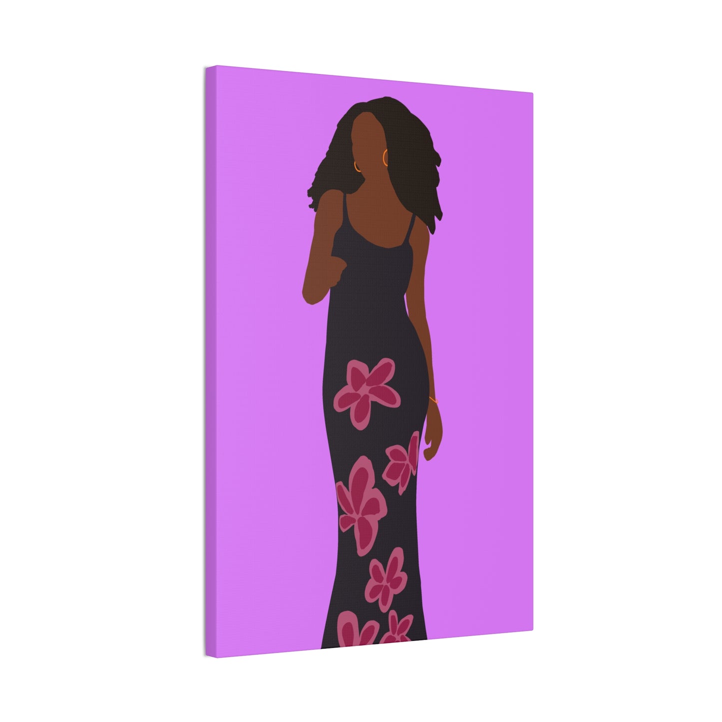 Canvas Print — Elegant Haitian American Woman in Floral Maxi Dress Wall Art