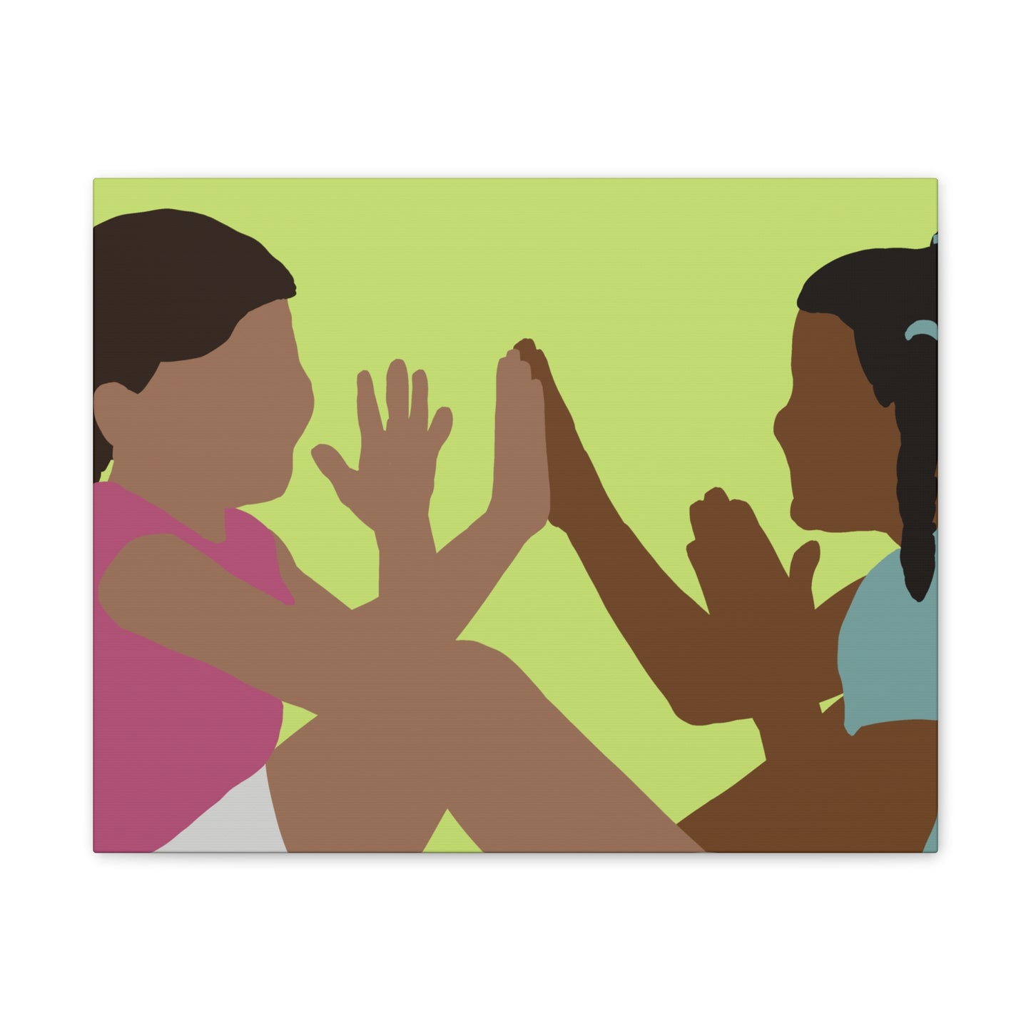 Canvas Wall Art - Kids Playing Hand-Clap Illustration (Stretched Canvas)