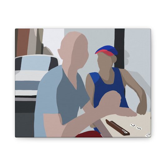 Haitian American Dominoes Canvas Print — Minimalist Street Scene Wall Art