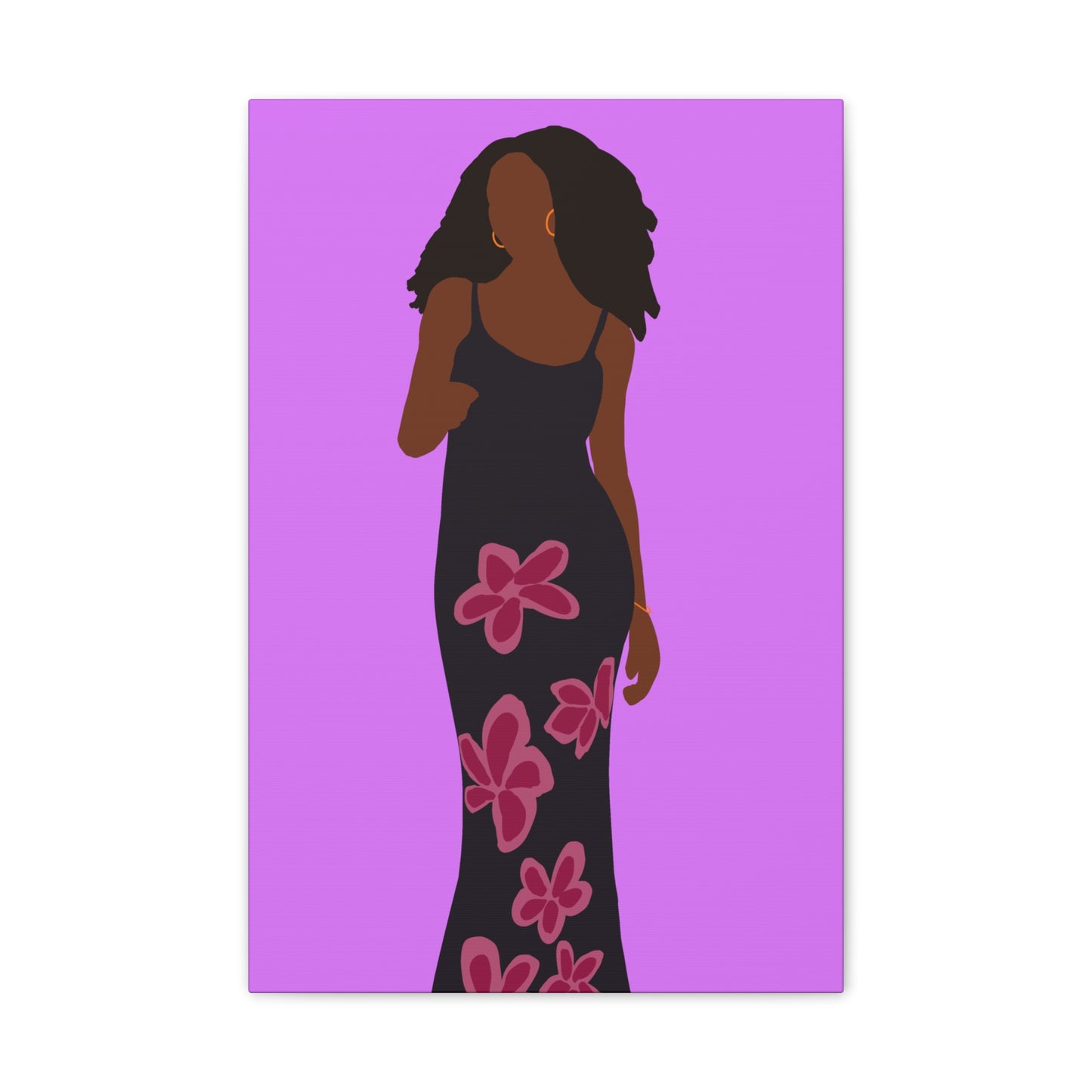 Canvas Print — Elegant Haitian American Woman in Floral Maxi Dress Wall Art