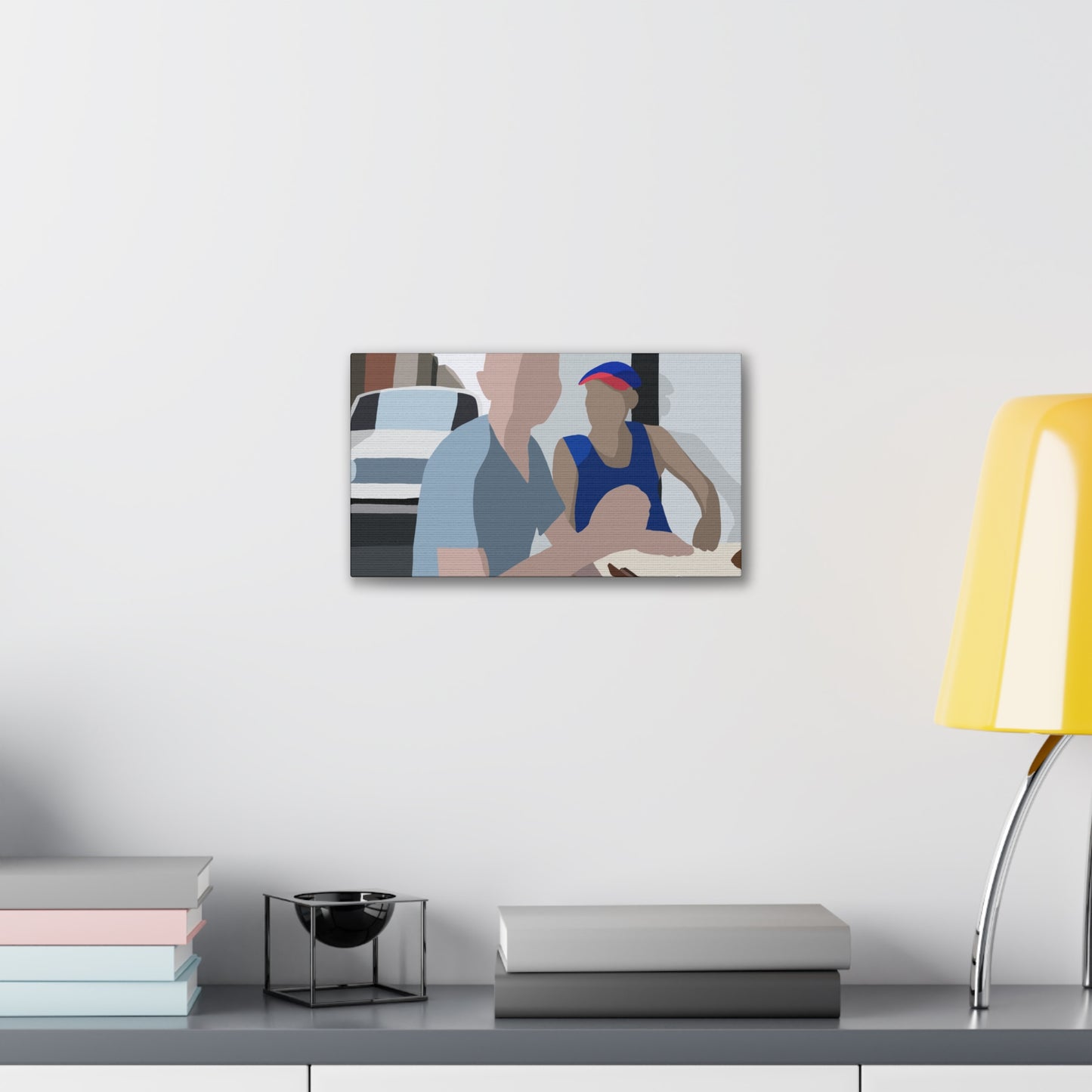 Haitian American Dominoes Canvas Print — Minimalist Street Scene Wall Art