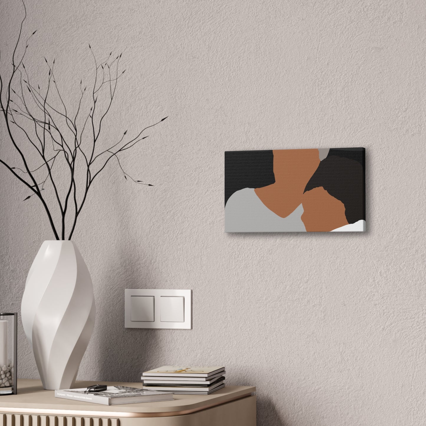 Abstract Haitian American Grandmother &Child Canvas Wall Art – Minimalist Family Portrait