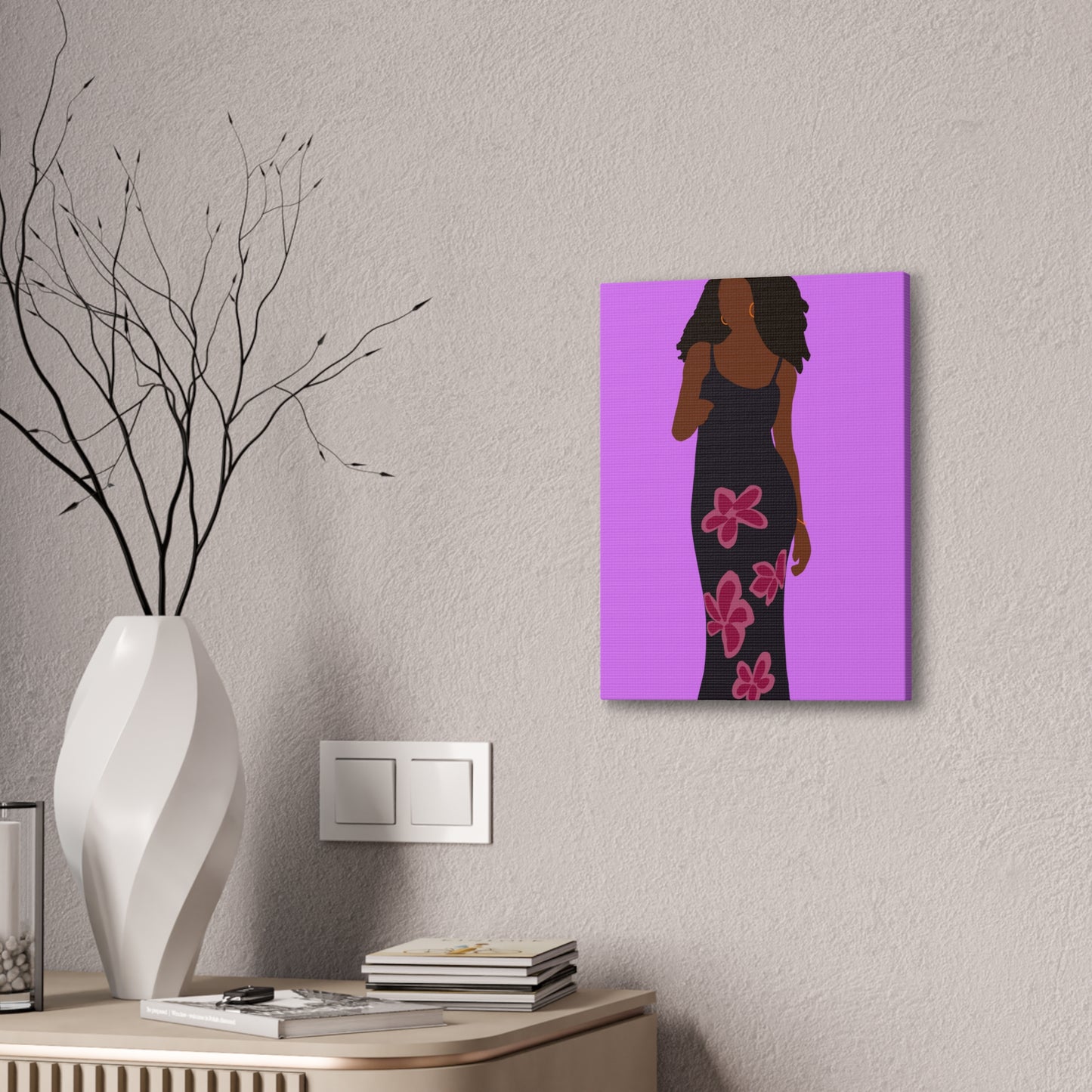 Canvas Print — Elegant Haitian American Woman in Floral Maxi Dress Wall Art