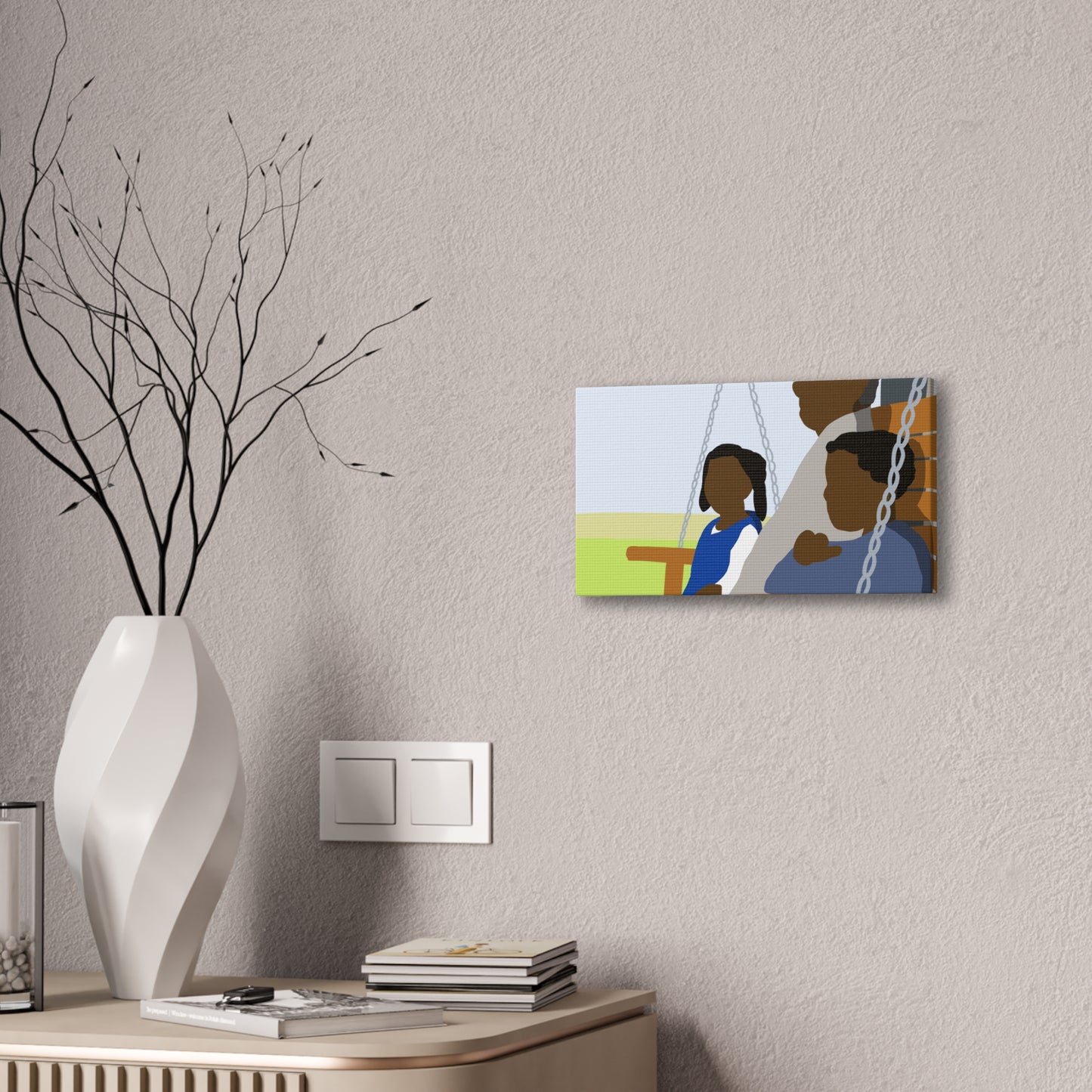 Haitian American Grandfather on Porch Swing Canvas Art — Family Love Wall Decor