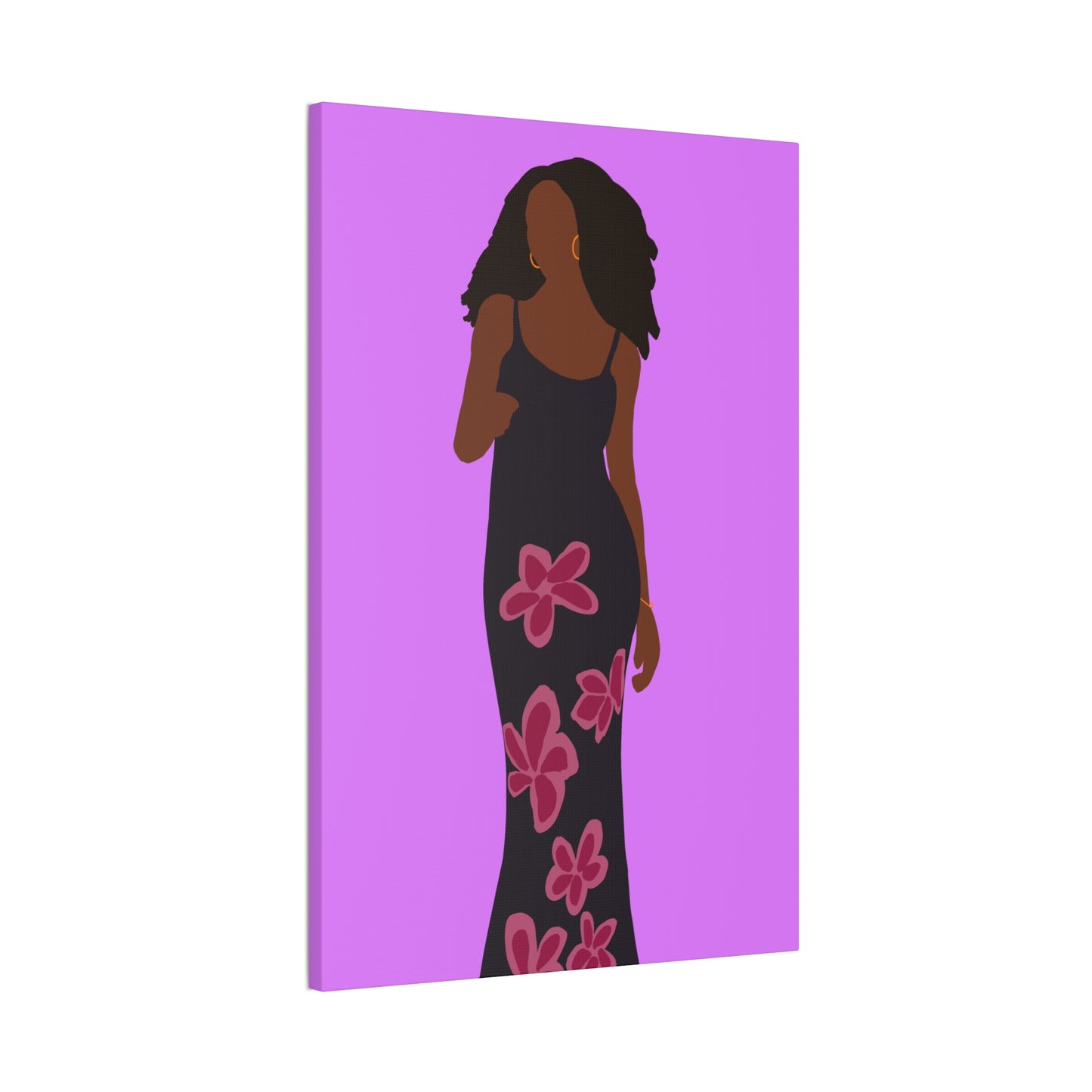 Canvas Print — Elegant Haitian American Woman in Floral Maxi Dress Wall Art