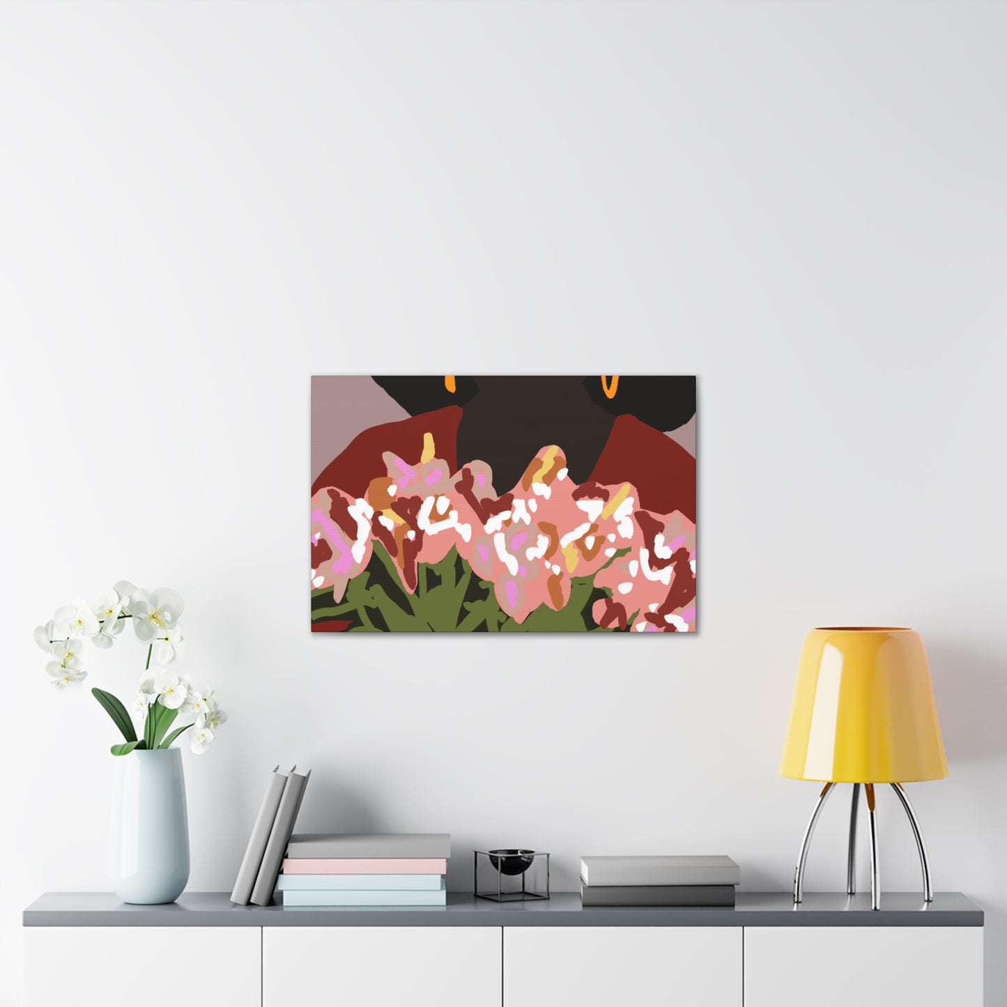 Floral Bouquet Haitian American Woman Canvas Print — Modern Minimalist Wall Art