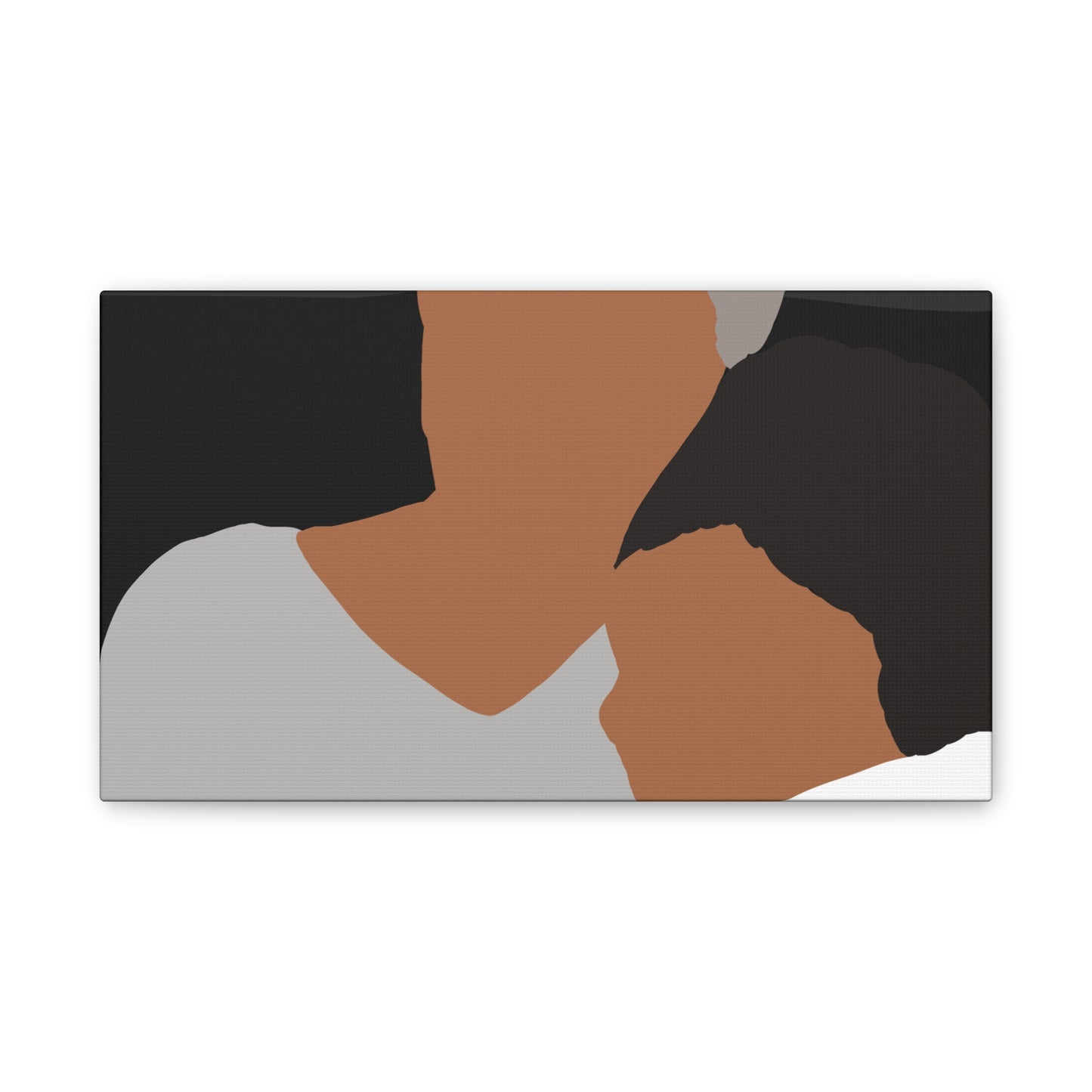 Abstract Haitian American Grandmother &Child Canvas Wall Art – Minimalist Family Portrait