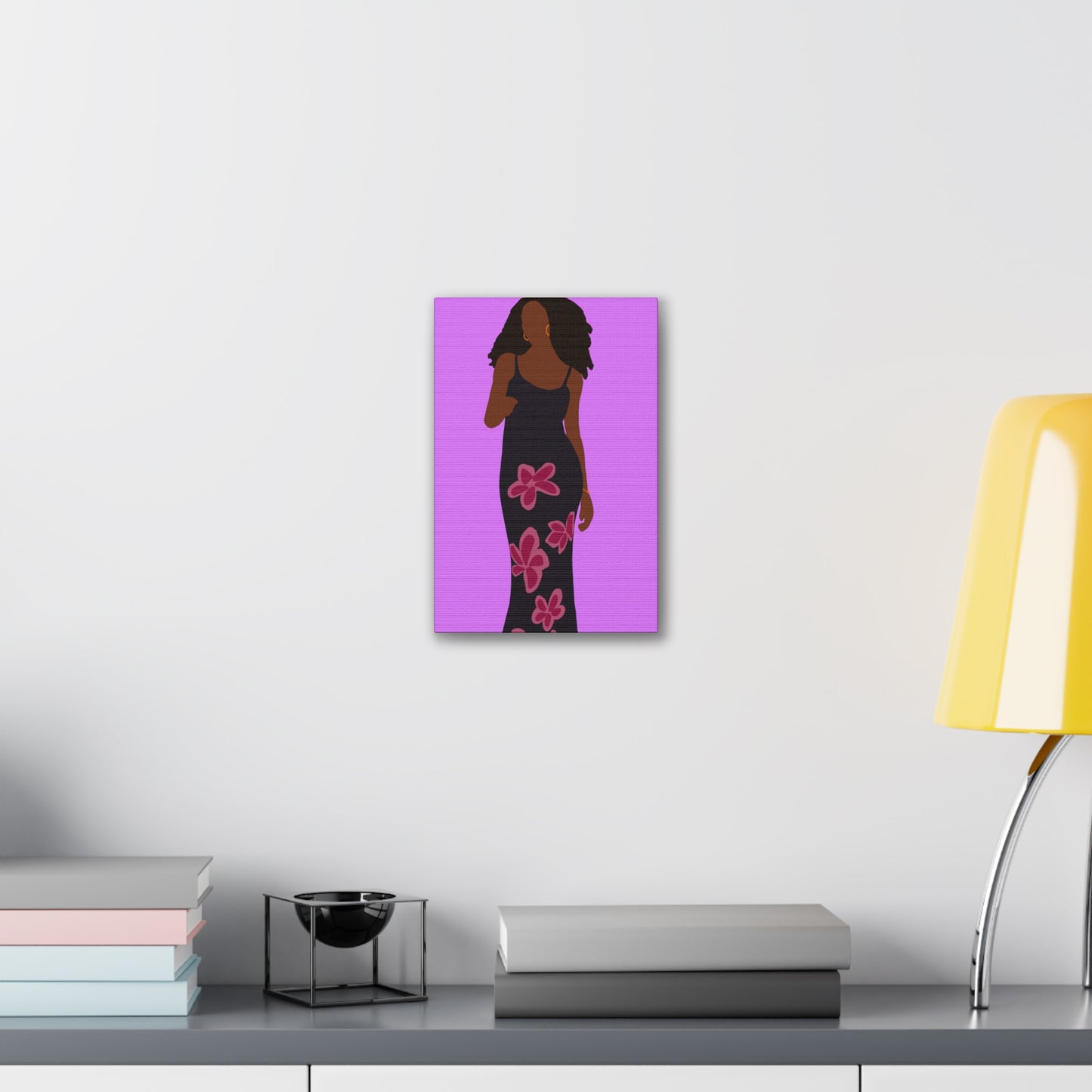 Canvas Print — Elegant Haitian American Woman in Floral Maxi Dress Wall Art