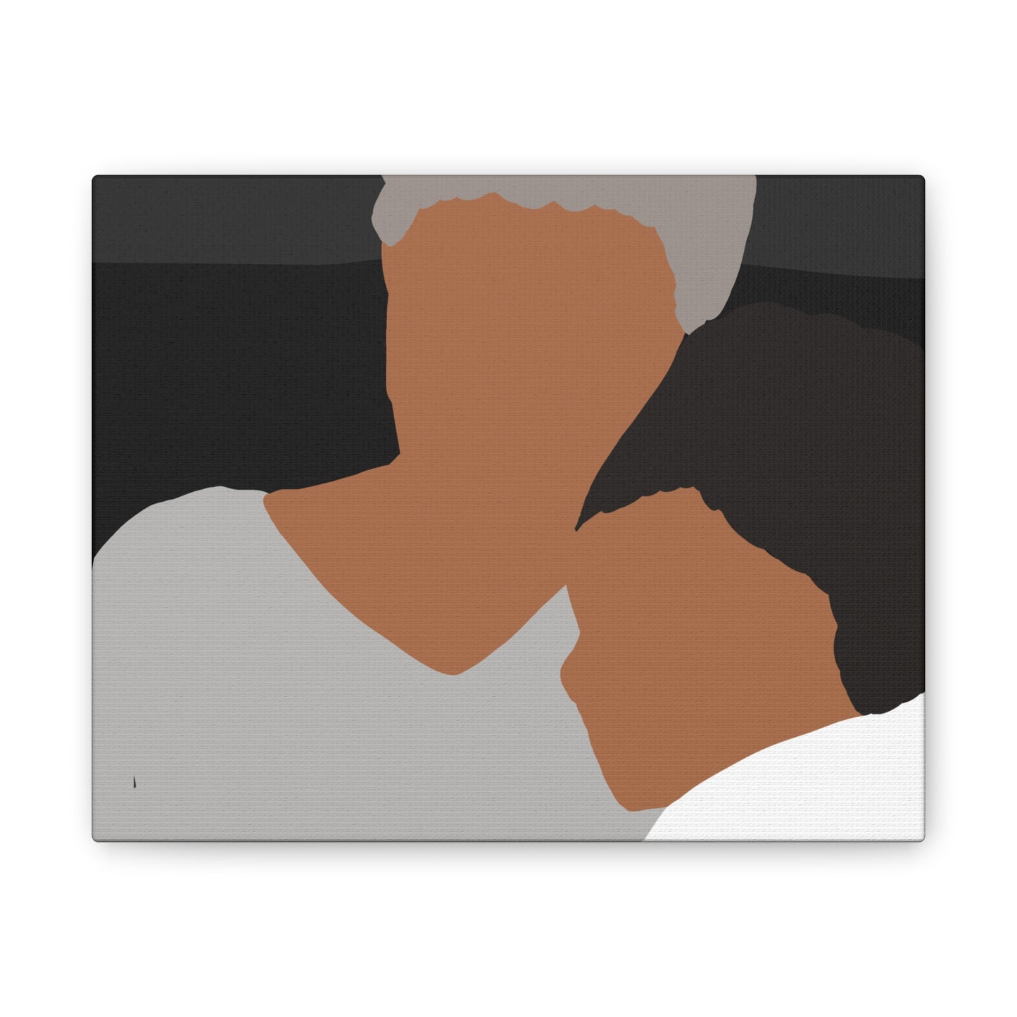 Abstract Haitian American Grandmother &Child Canvas Wall Art – Minimalist Family Portrait